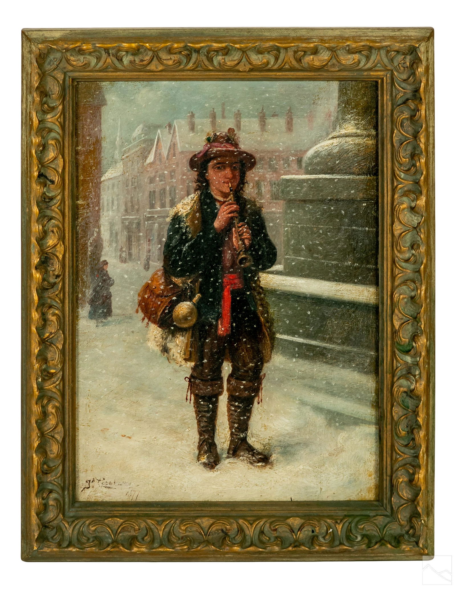 Jacques Carabain 1834-1933 Figural Piper Painting (1 of 4)