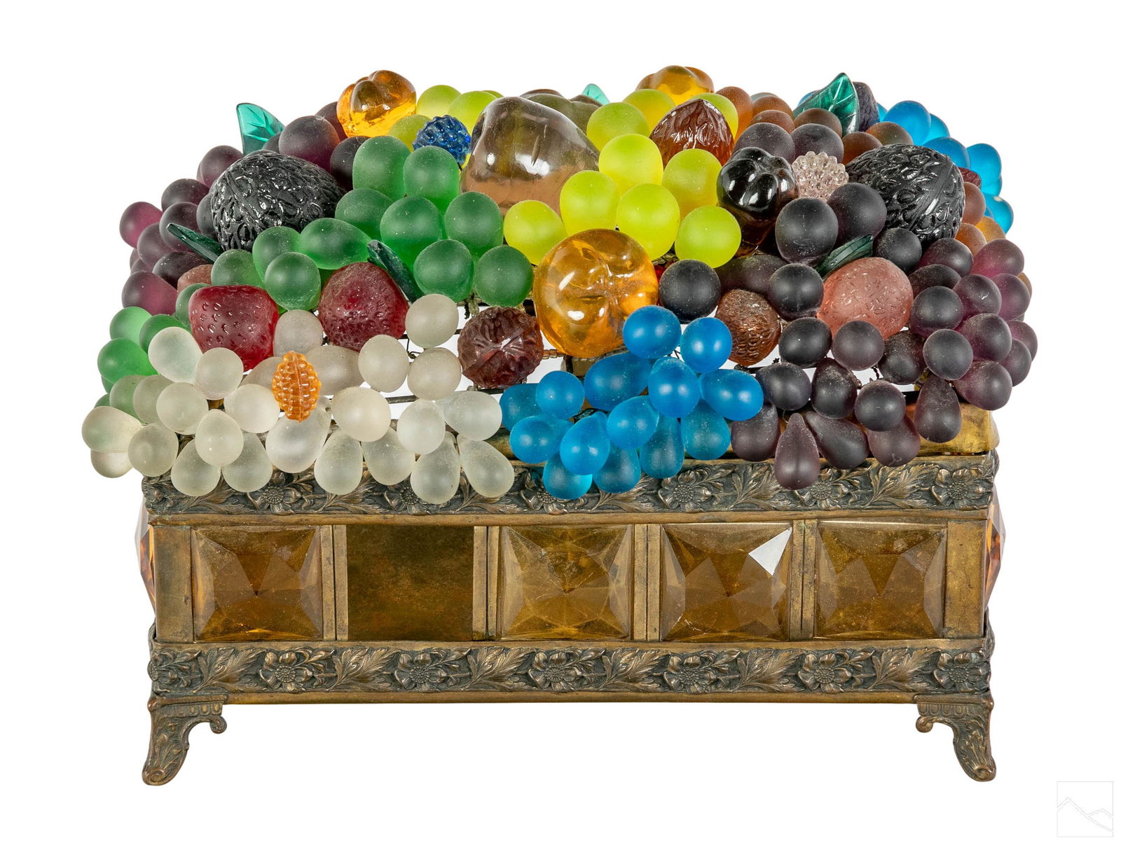 Czech Bohemian Art Glass Figural Fruit Basket Lamp (1 of 7)