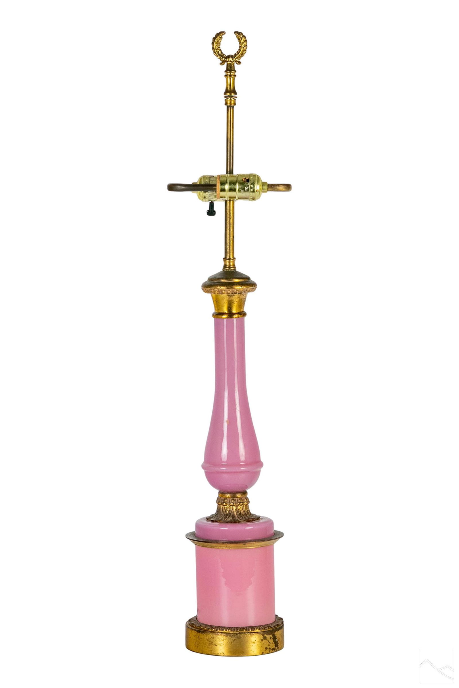 French Pink Opaline Glass and Brass Table Lamp (1 of 6)