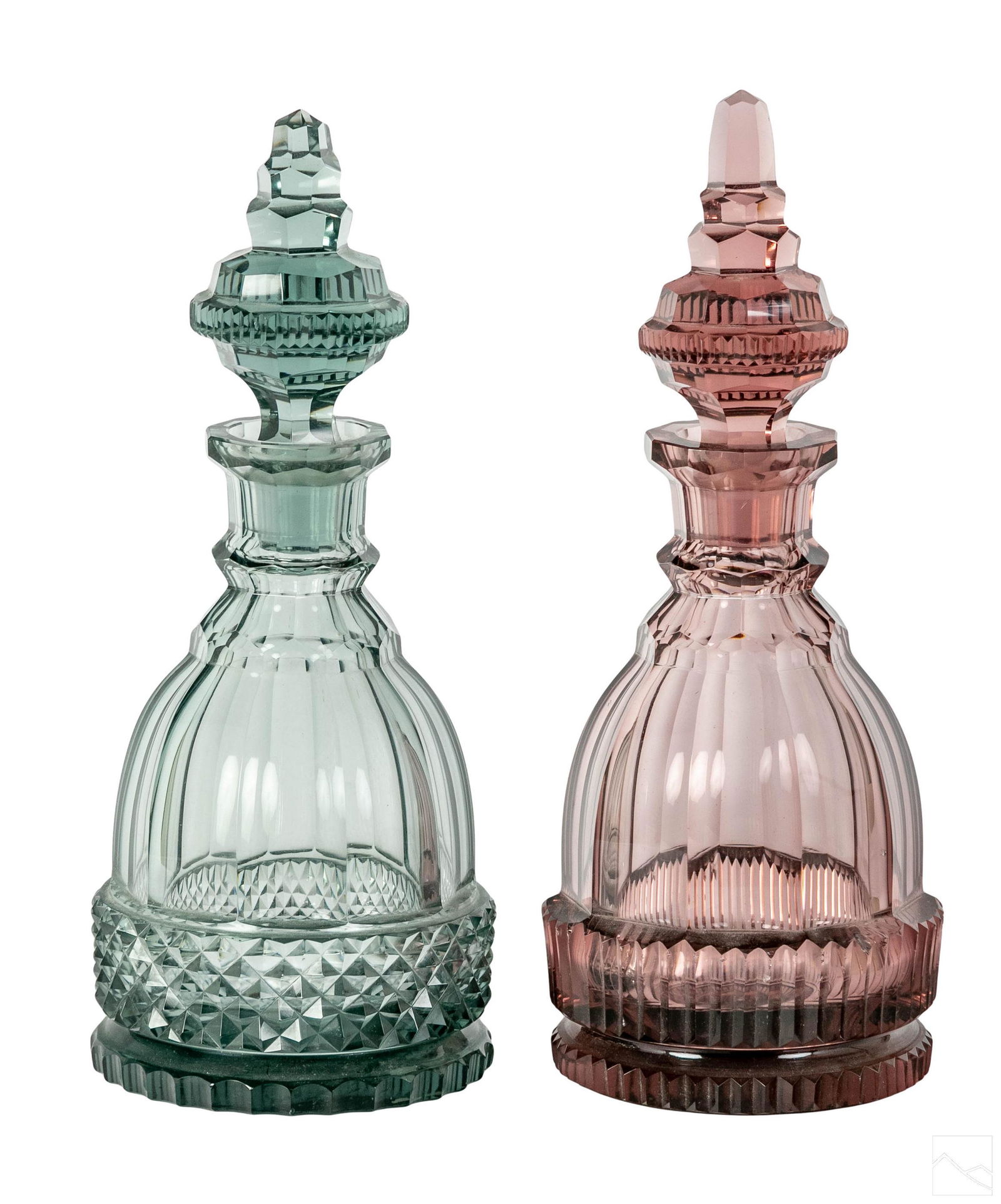 Smoky Gray & Pink Glass Crystal Spirits Decanters (1 of 5)