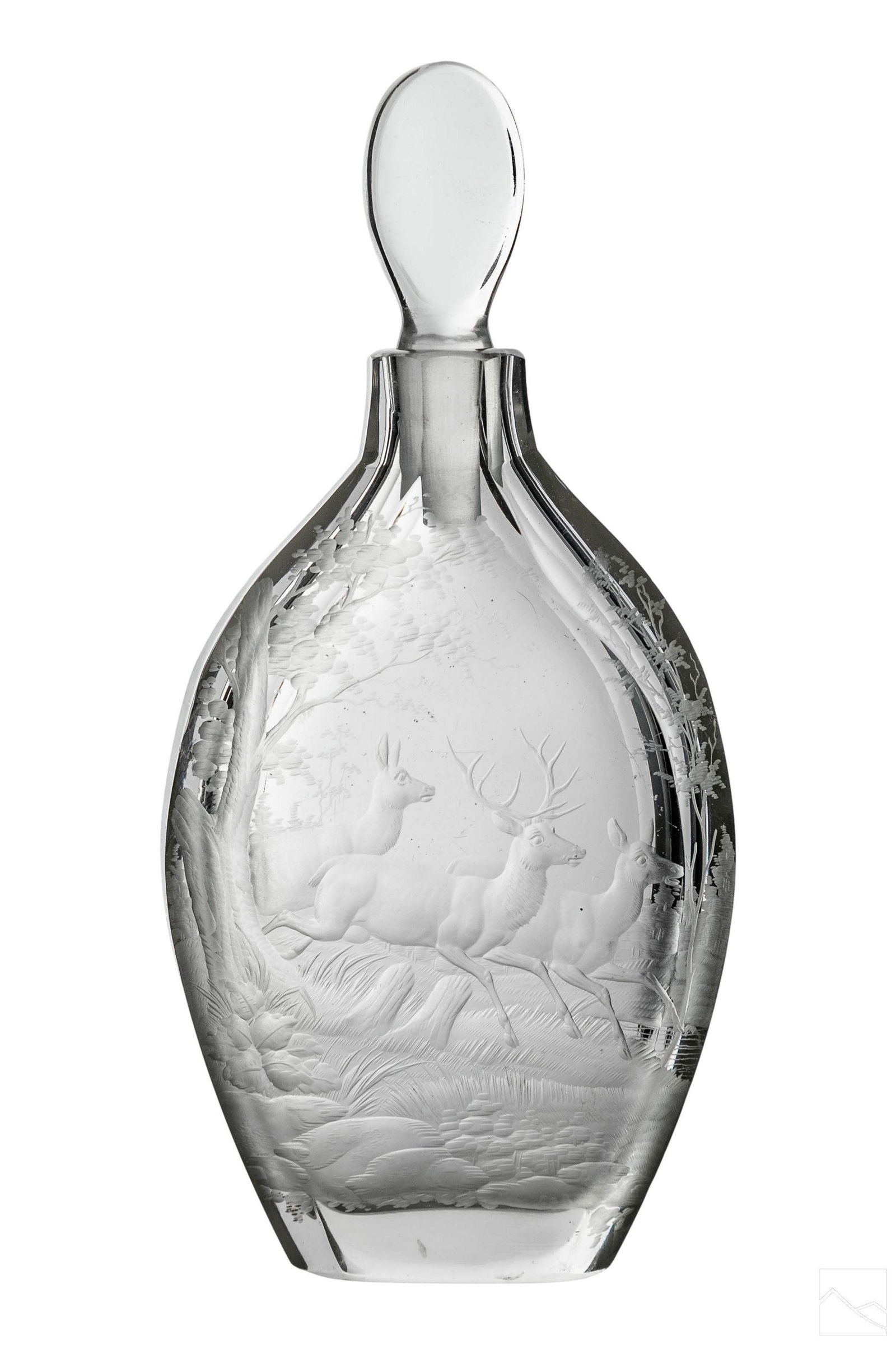 Etched Crystal Figural Wildlife Deer Forest Flask (1 of 5)