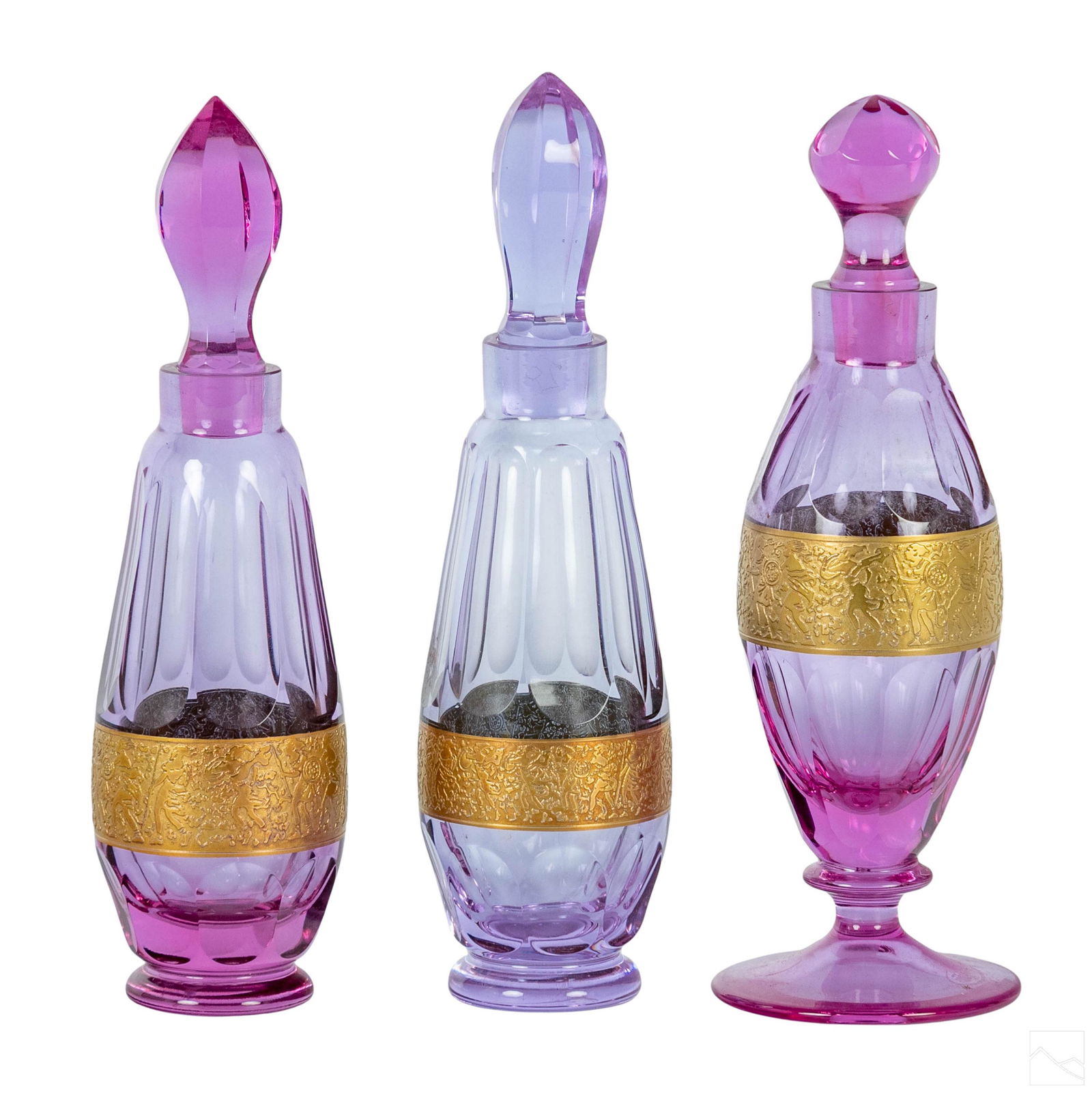 Moser Bohemian Alexandrite Glass Scent Bottles LOT (1 of 5)