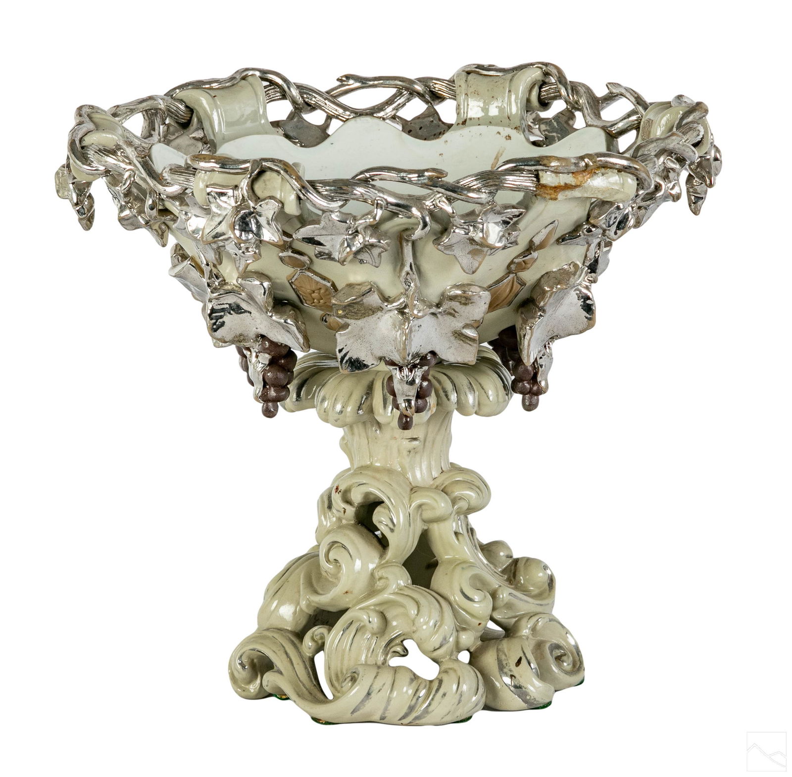 Hollywood Regency Ceramic Compote Bowl Centerpiece (1 of 7)
