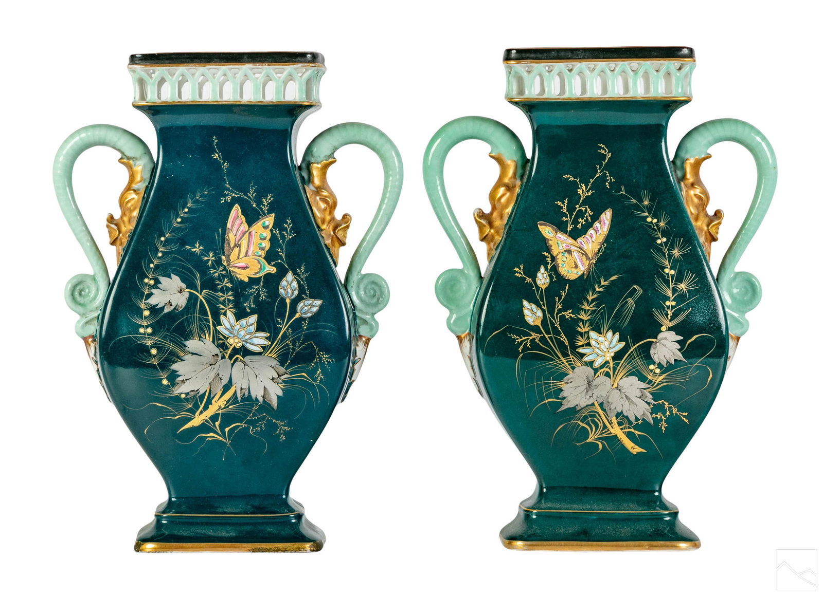 Old Paris Porcelain Dragons Reticulated Vases SET (1 of 8)