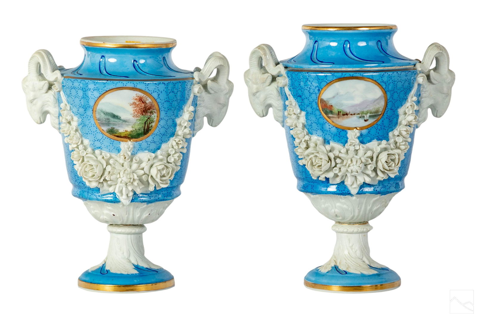 Sevres French Porcelain Neoclassical Ram Head Urns (1 of 8)