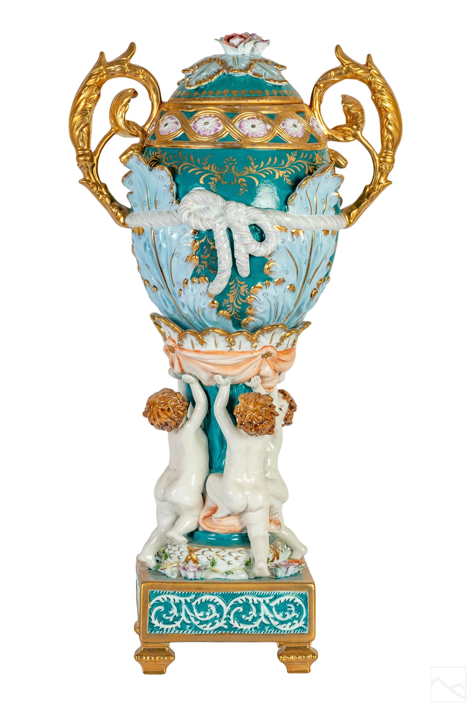 Dresden German Porcelain Neoclassical Cherubs Urn (1 of 10)