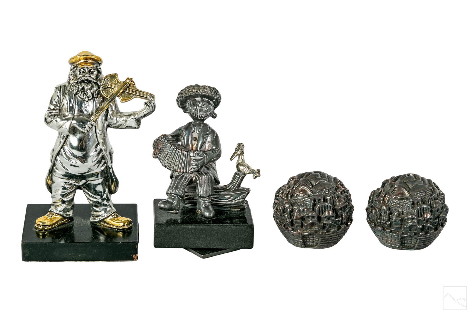 Judaica Silver Electroform Klezmer & City Statues (1 of 5)