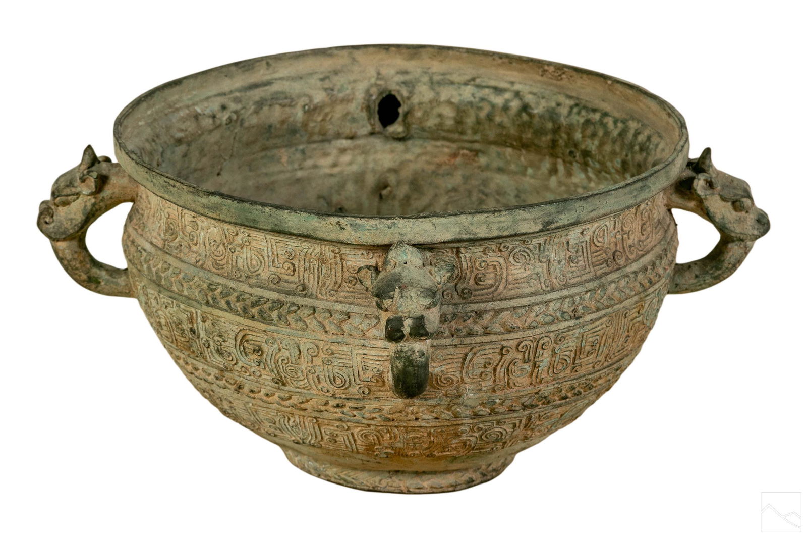 Indonesian Bronze Antique Dragon Basin Bowl Vessel (1 of 6)