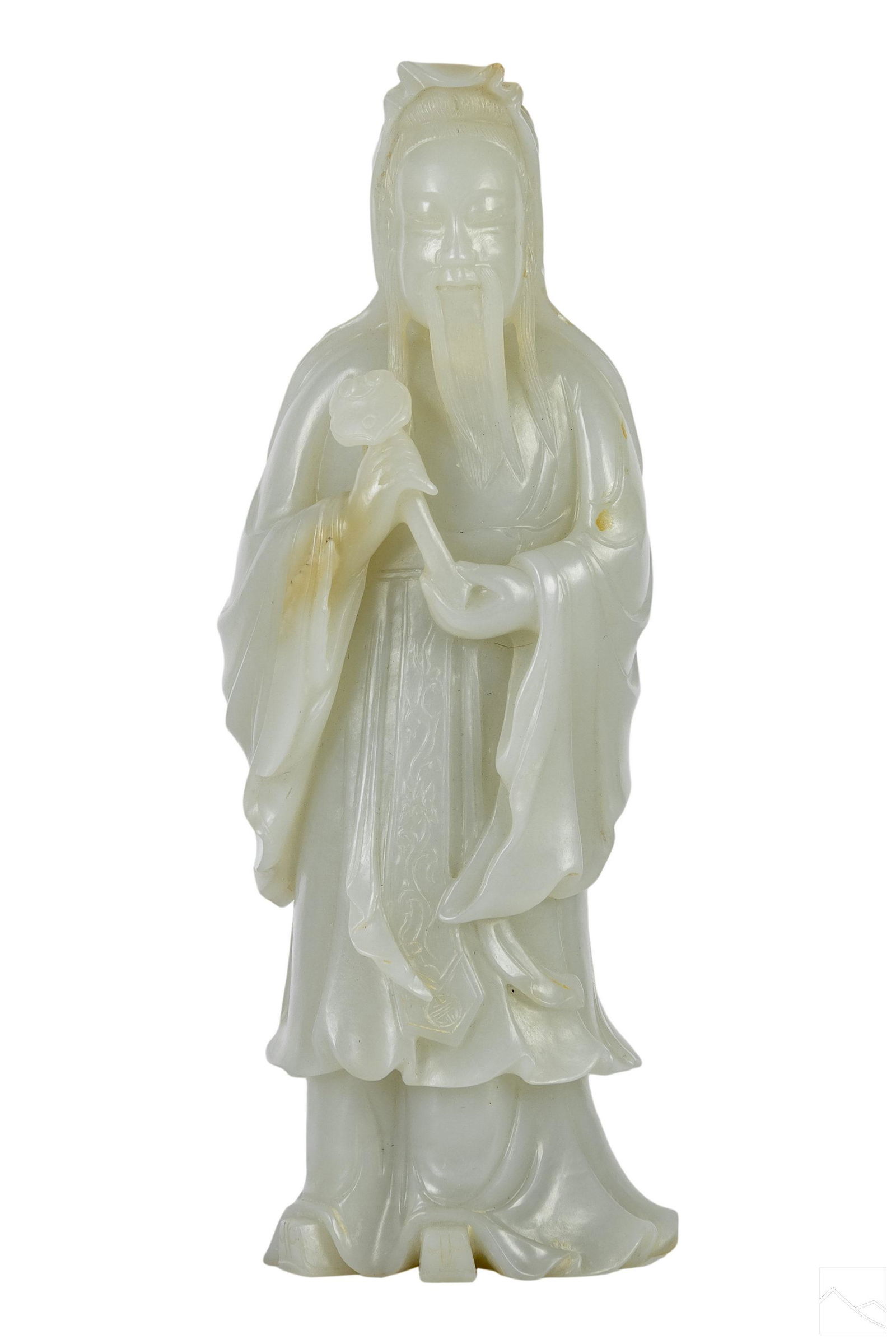 Chinese Old Carved White Jade Immortal Sculpture (1 of 5)