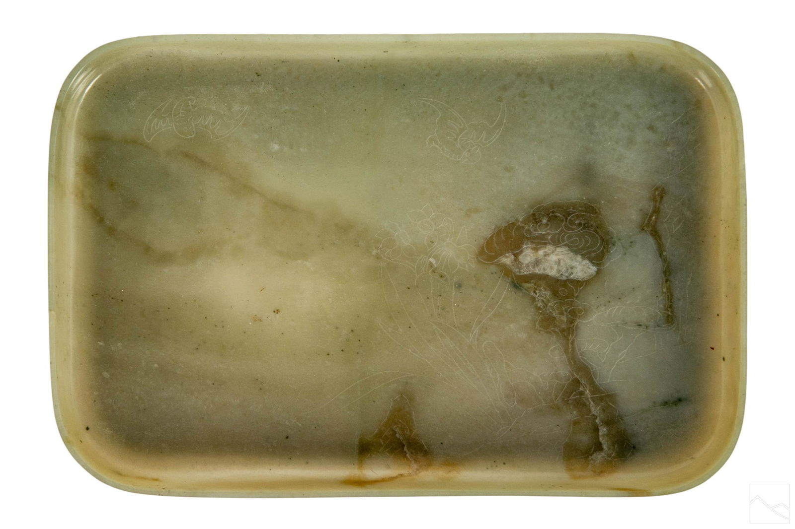 Chinese Antique Carved Celadon Jade Brush Ink Tray (1 of 5)