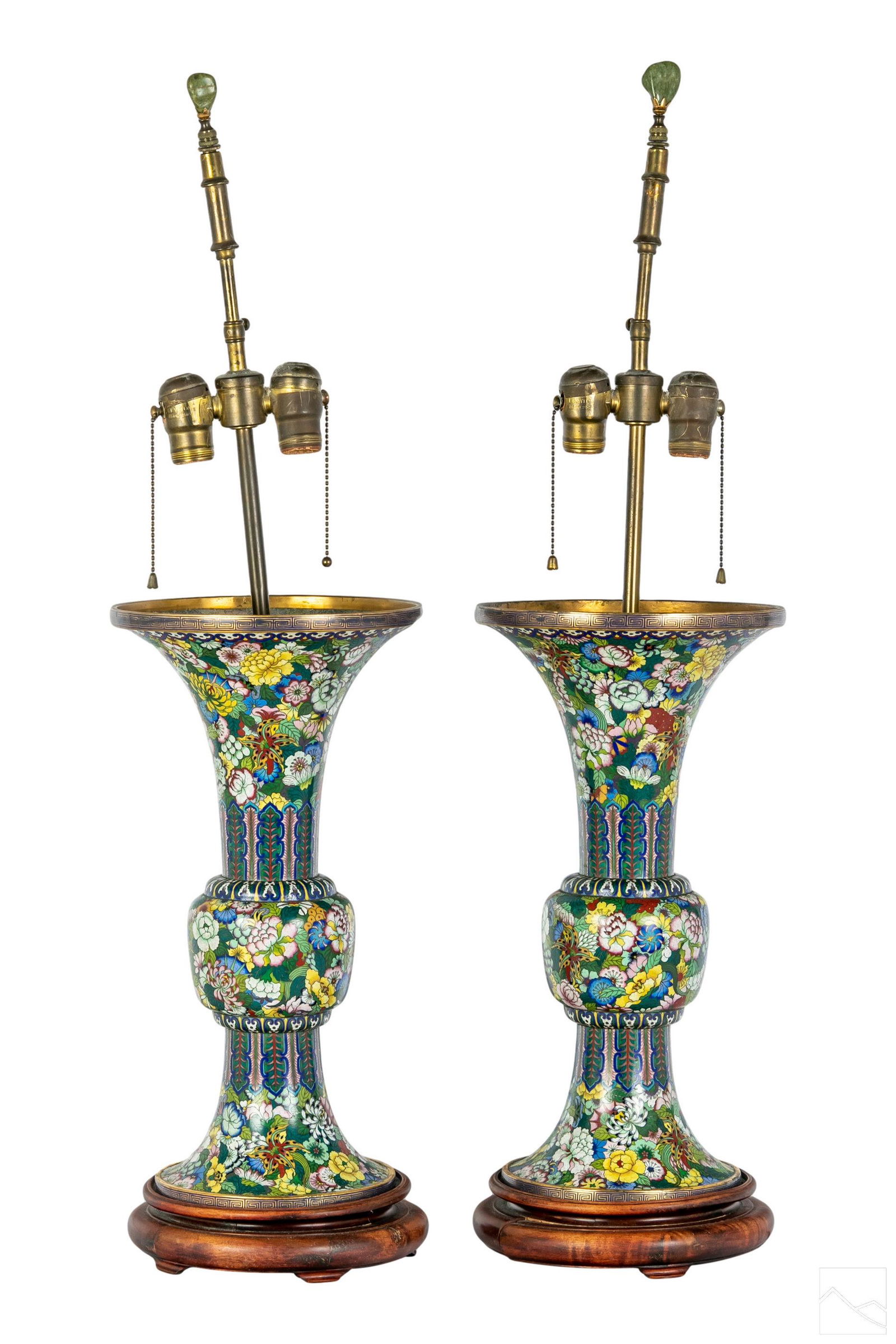 Chinese Antique Cloisonne Gu Vase Lamp Converts (1 of 7)