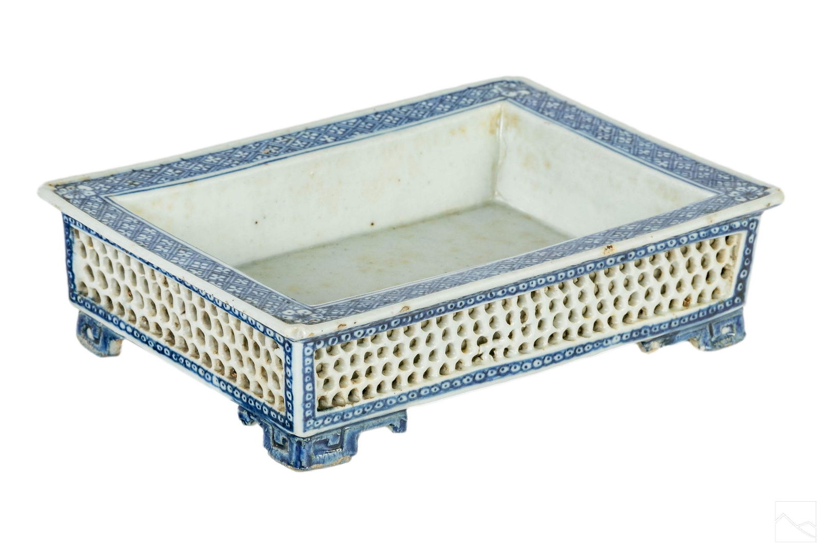 Chinese Antique Porcelain Pierced Basket WAX SEAL (1 of 8)