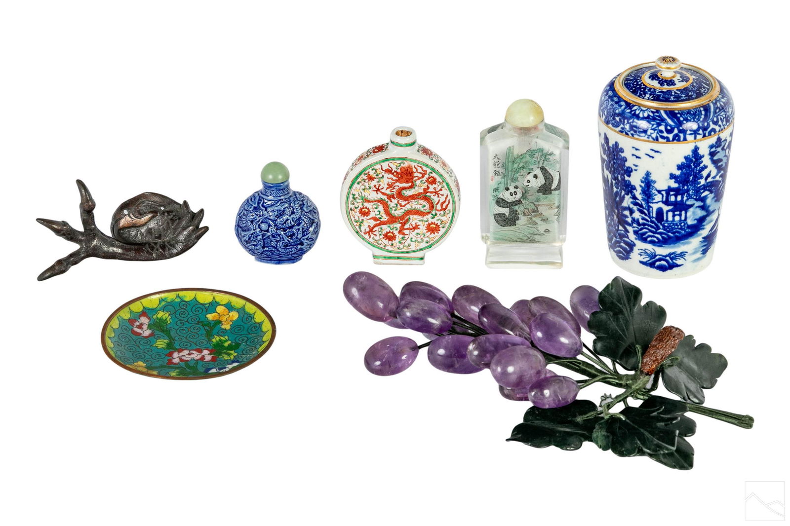 Chinese Vase, Snuff Bottles, Moon Flask, Plate LOT (1 of 9)