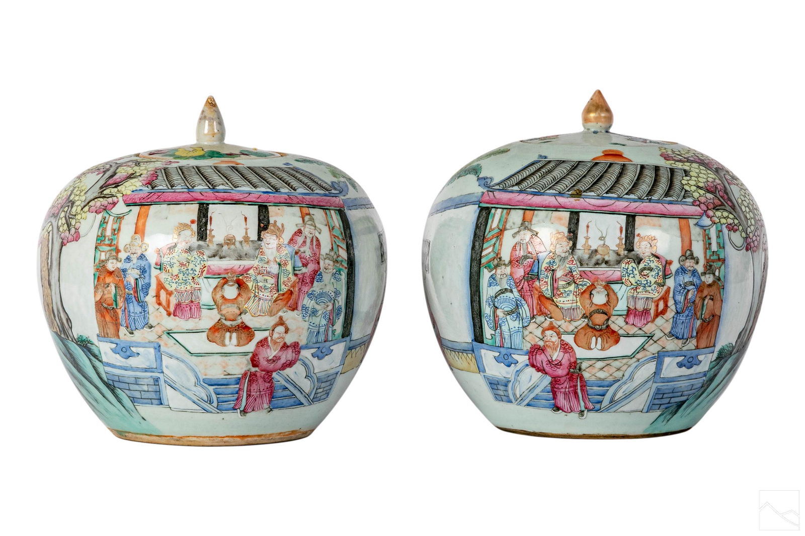 Chinese Porcelain Figural Landscape Ginger Jars (1 of 8)