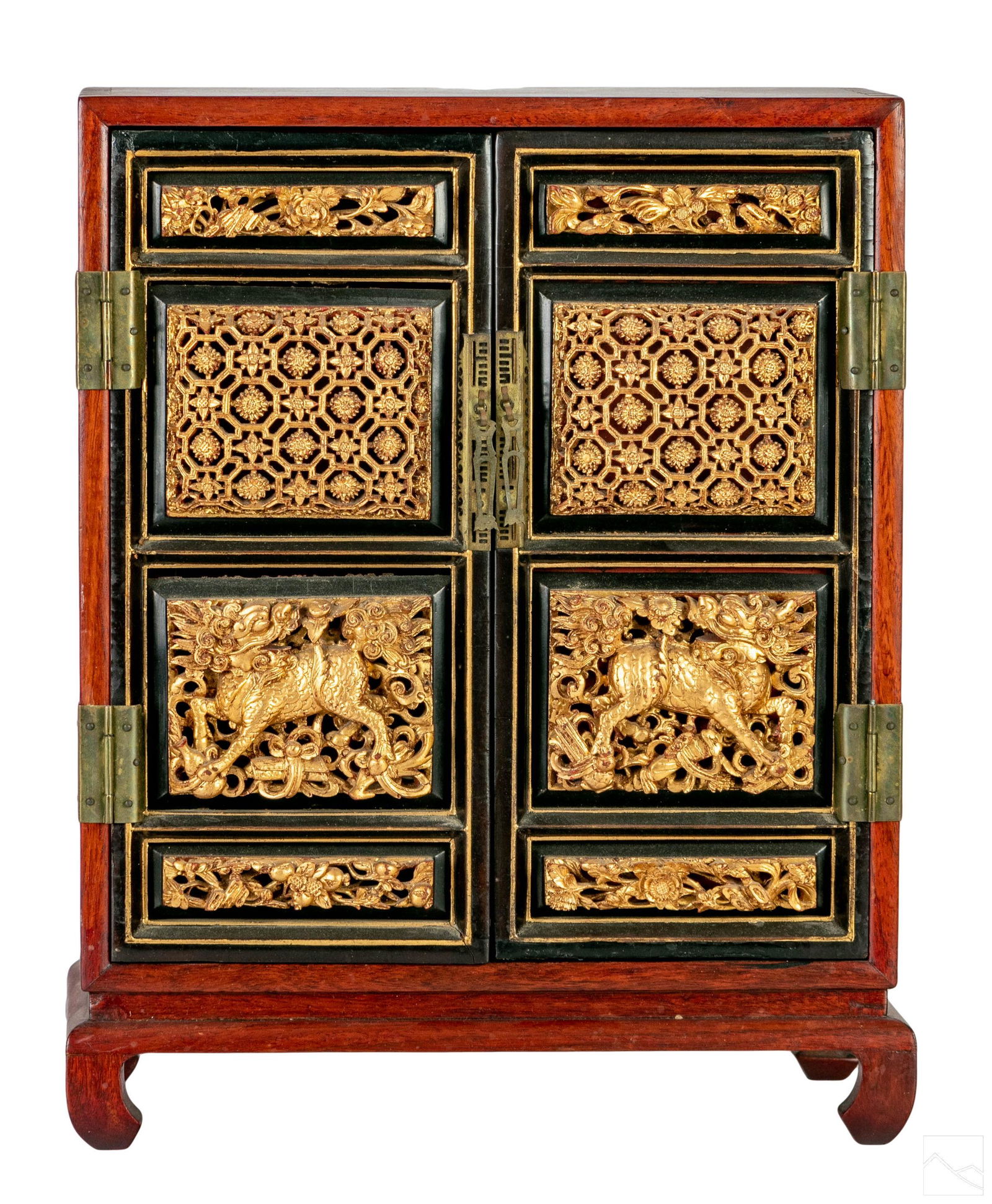 Chinese Carved Wood Armoire Chest of Drawers Case (1 of 8)