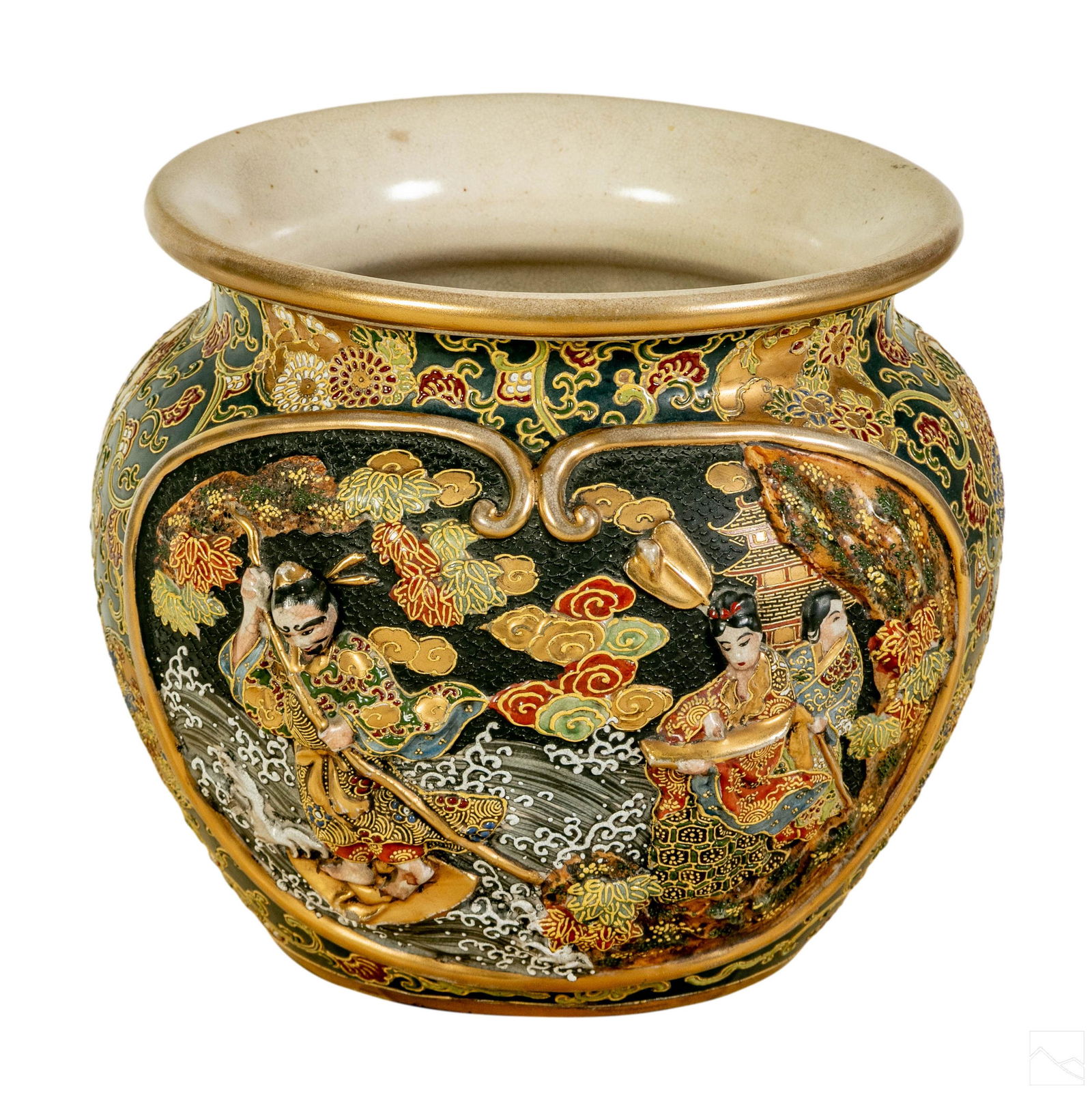 Japanese Art Pottery Immortal Landscape Jardiniere (1 of 9)