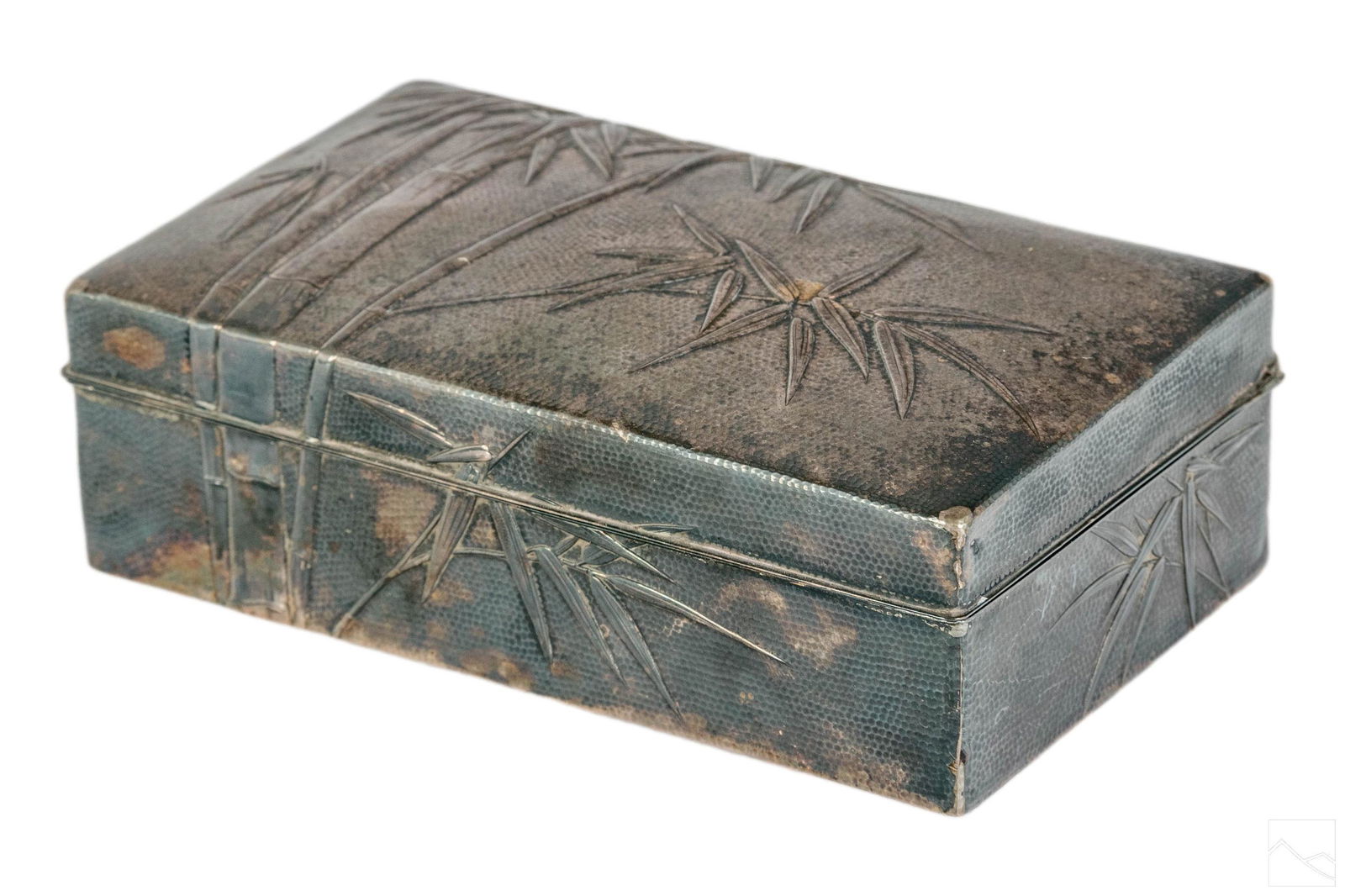Japanese Sterling Silver Hammered Bamboo Box 355g. (1 of 8)