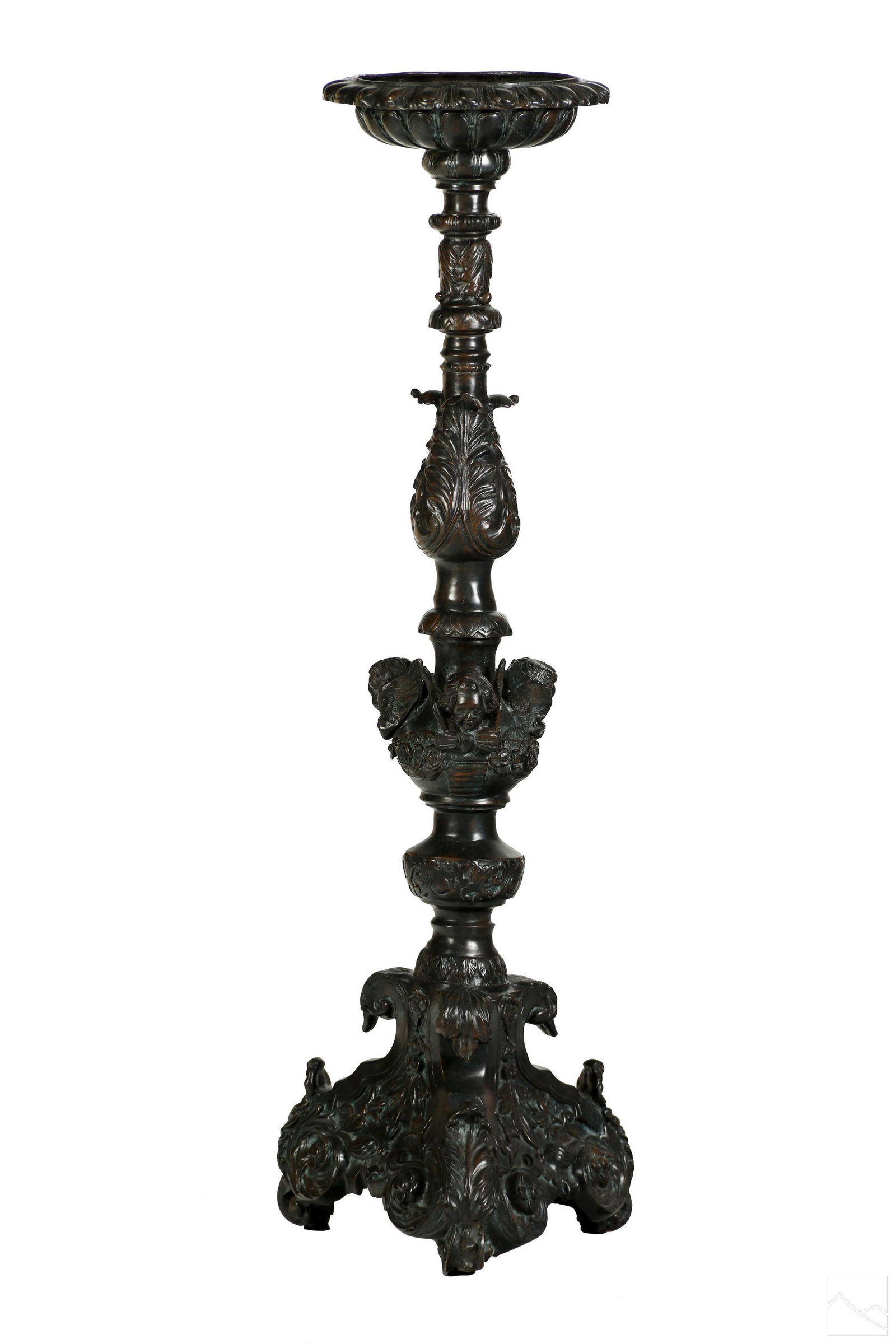 Bronze Cast Cherub Pedestal Jardiniere Plant Stand (1 of 5)