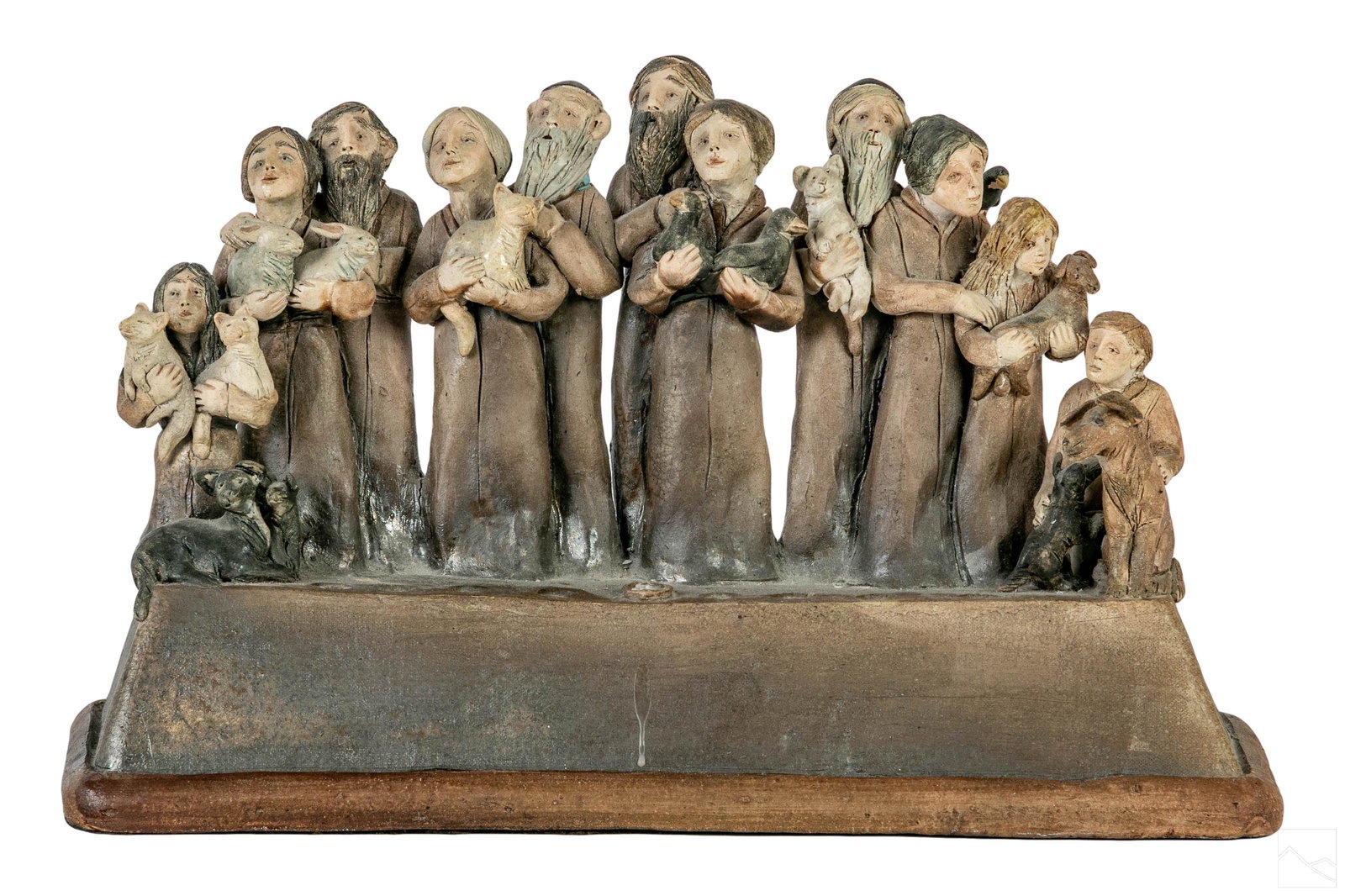 Judaica Ceramic Pottery Figural Menorah Candelabra (1 of 6)