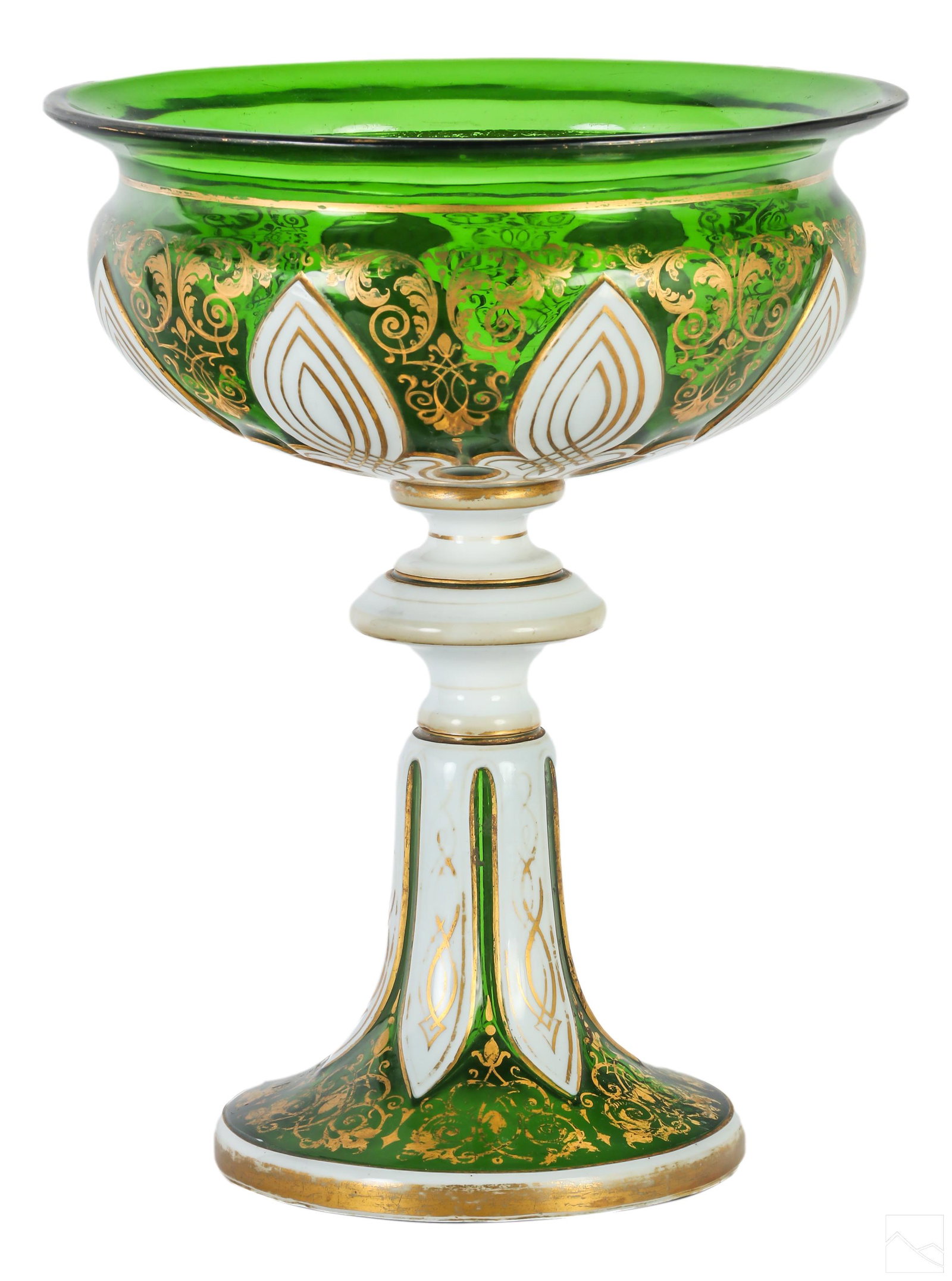 Moser Style Bohemian Emerald Glass Chalice Bowl (1 of 5)