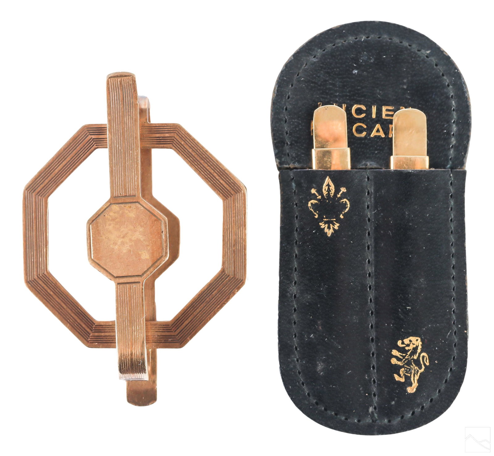 14K Gold L Piccard Collar Stays and Money Clip 24g (1 of 8)