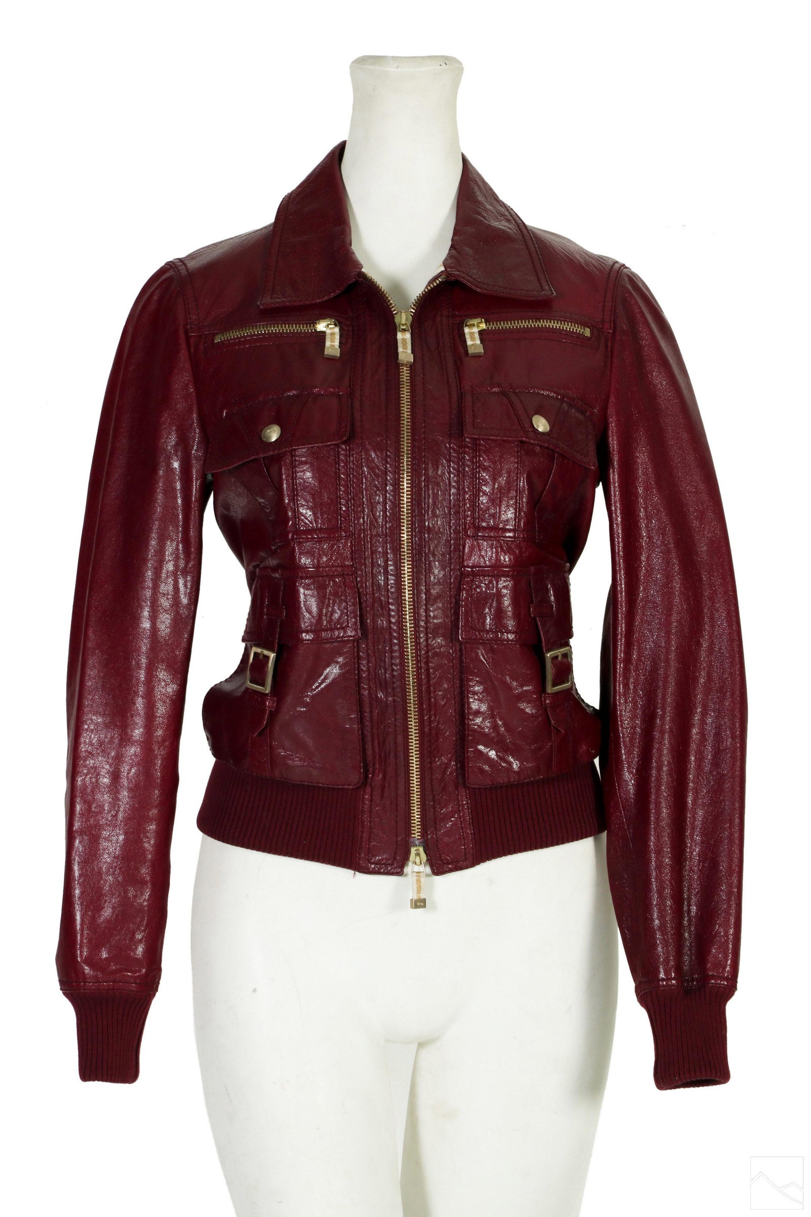 Gucci Burgundy Leather Ladies Bomber Jacket Sz SM (1 of 6)