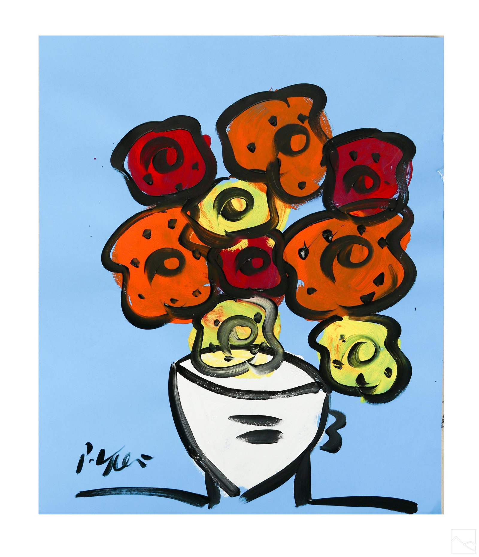 Peter Keil b.1942 Blooms Over The Blues Painting (1 of 5)