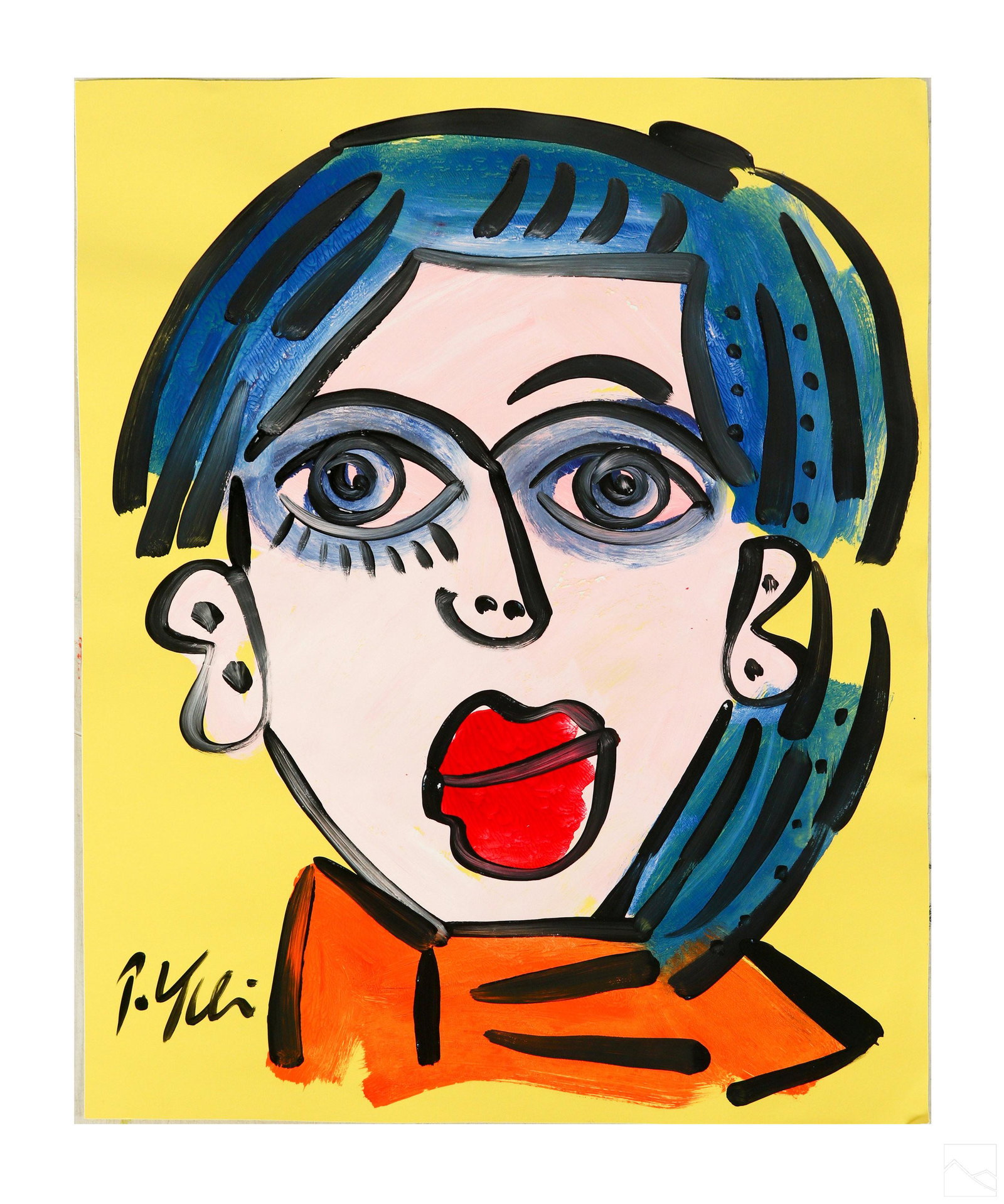 Peter Keil b.1942 Cyndi Lauper Portrait Painting (1 of 5)