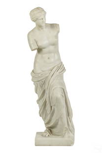 Antonio Frilli 1860-1902 Marble Venus Sculpture: Antonio Frilli (Italian, 1860-1902). A carved marble statue. A figurative work based on the famous Venus de Milo; the goddess was a recurring motif for the artist. Artist signature on verso. Dimension