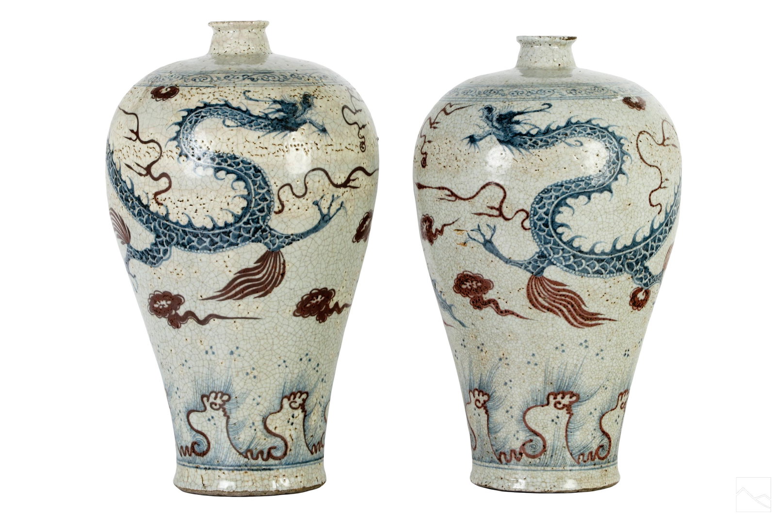 Chinese Crackle Porcelain Dragons Baluster Vases (1 of 8)