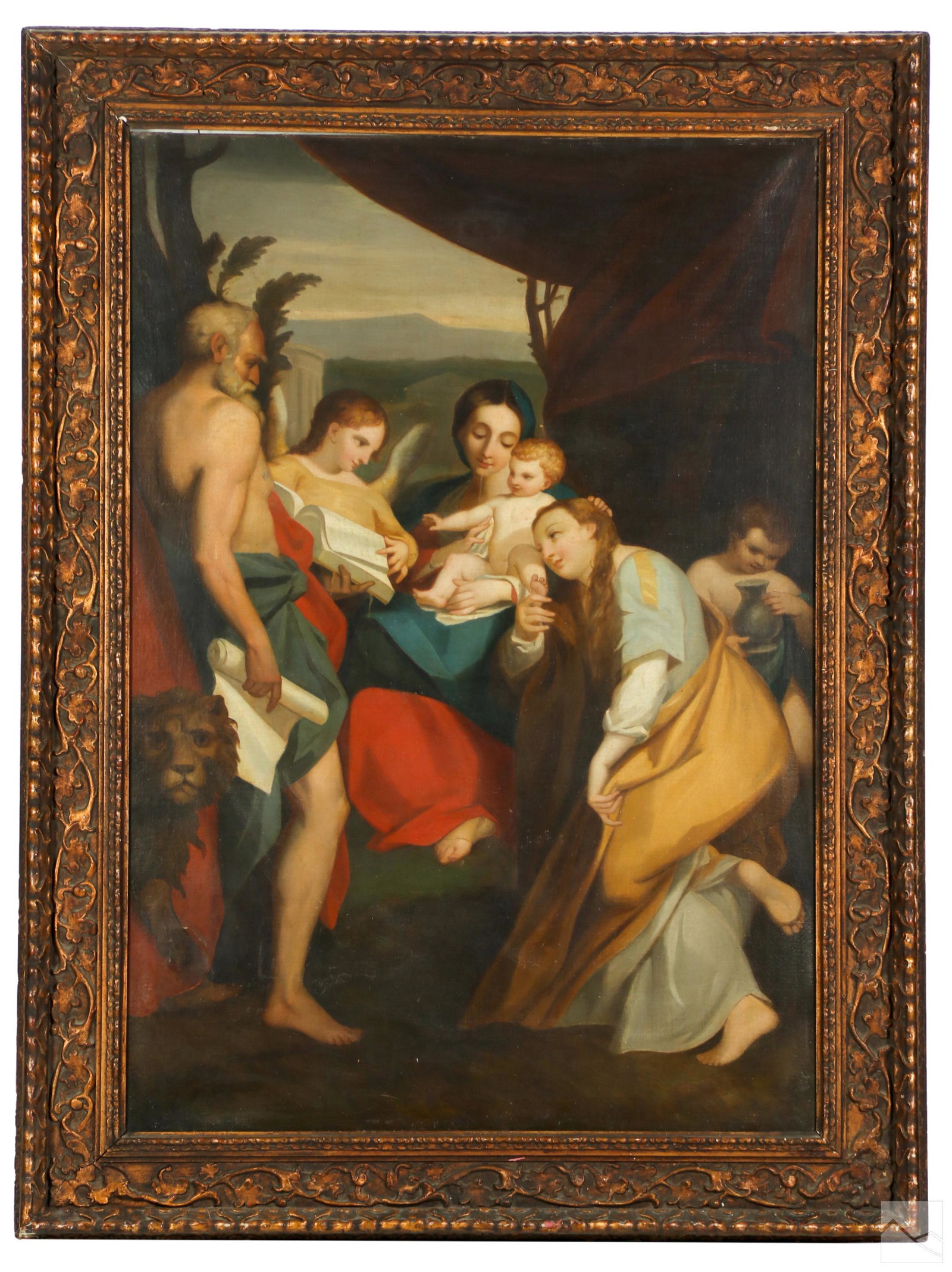 19C. Madonna & Child Oil Painting after Correggio (1 of 5)