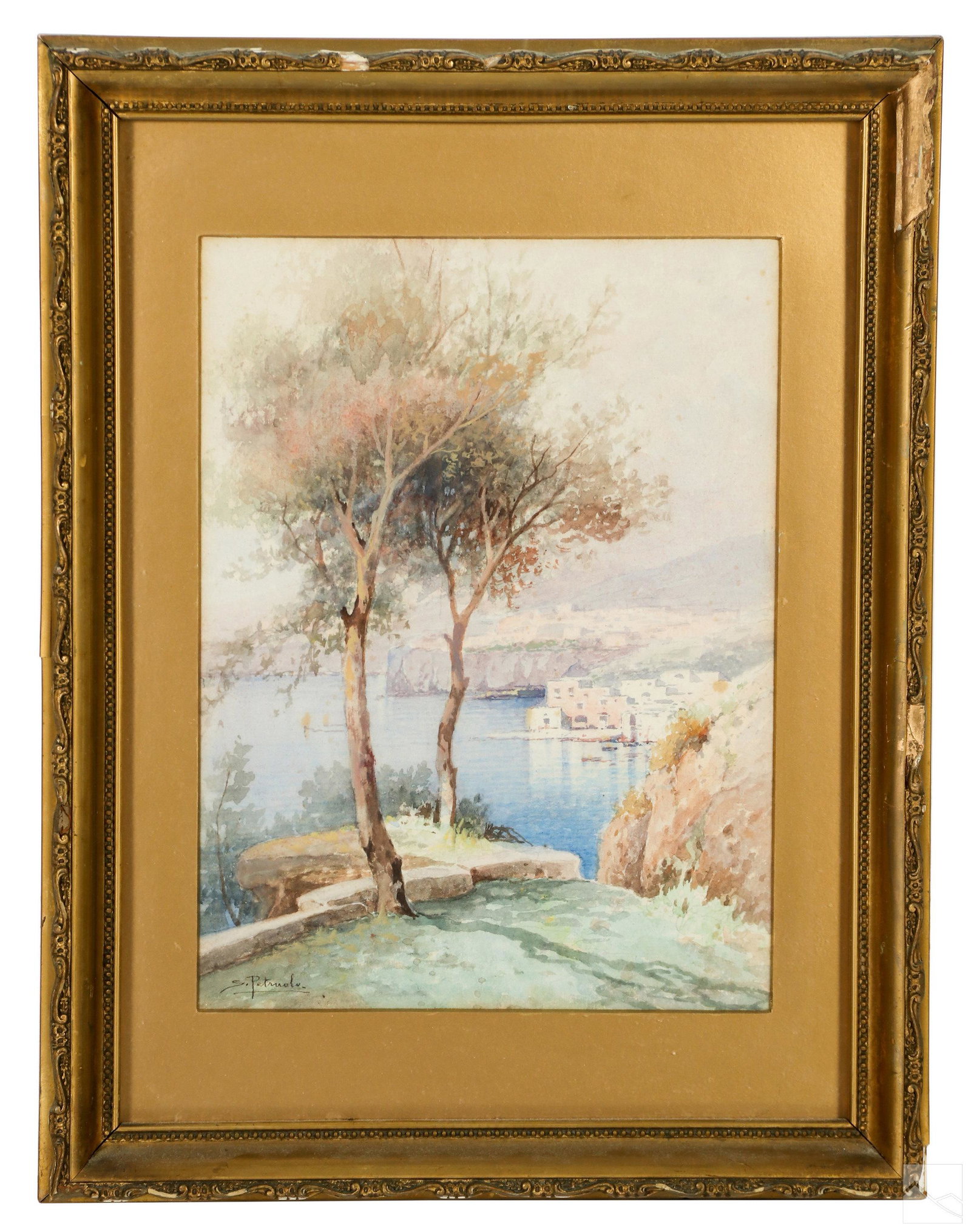 Salvatore Petruolo 1857-1946 Landscape WC Painting (1 of 5)