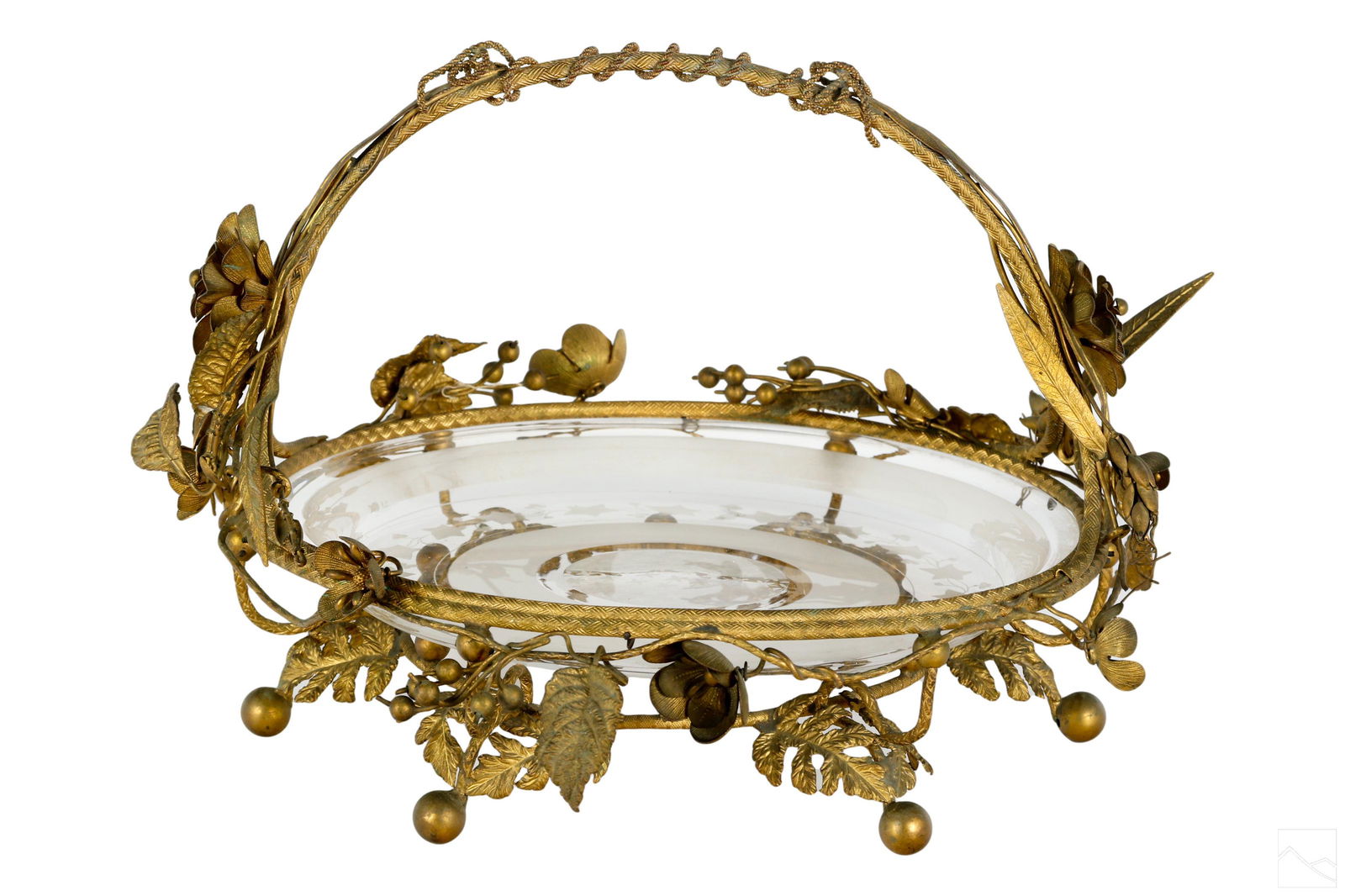 Baccarat Style Crystal and Dore Bronze Dish Basket (1 of 5)