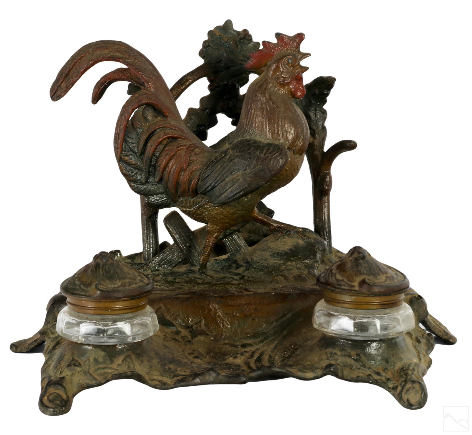Brossy 19C. Art Nouveau Cockerel Rooster Inkwell (1 of 5)