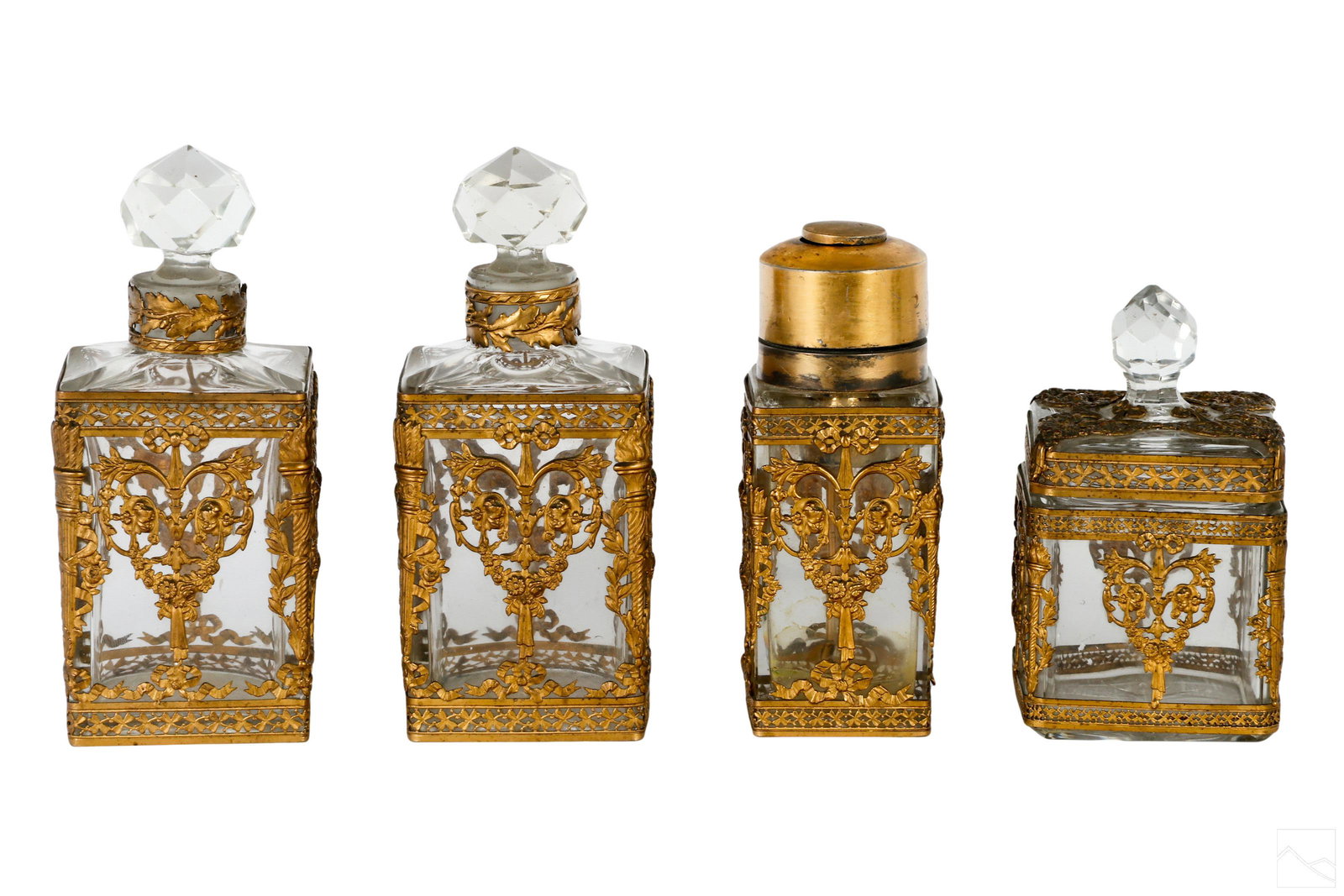 19C. French Crystal and Bronze Vanity Perfume SET (1 of 4)
