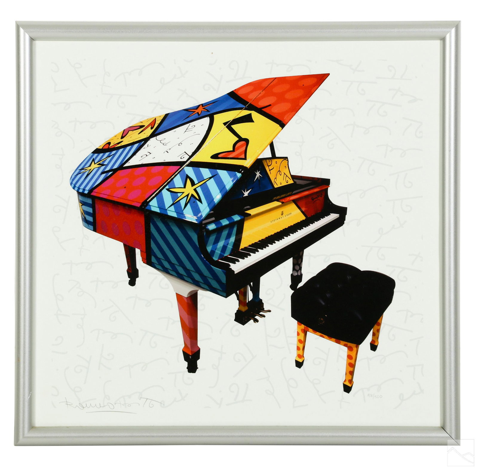 Romero Britto b.1963 Steinway Pop Art Print SIGNED (1 of 5)