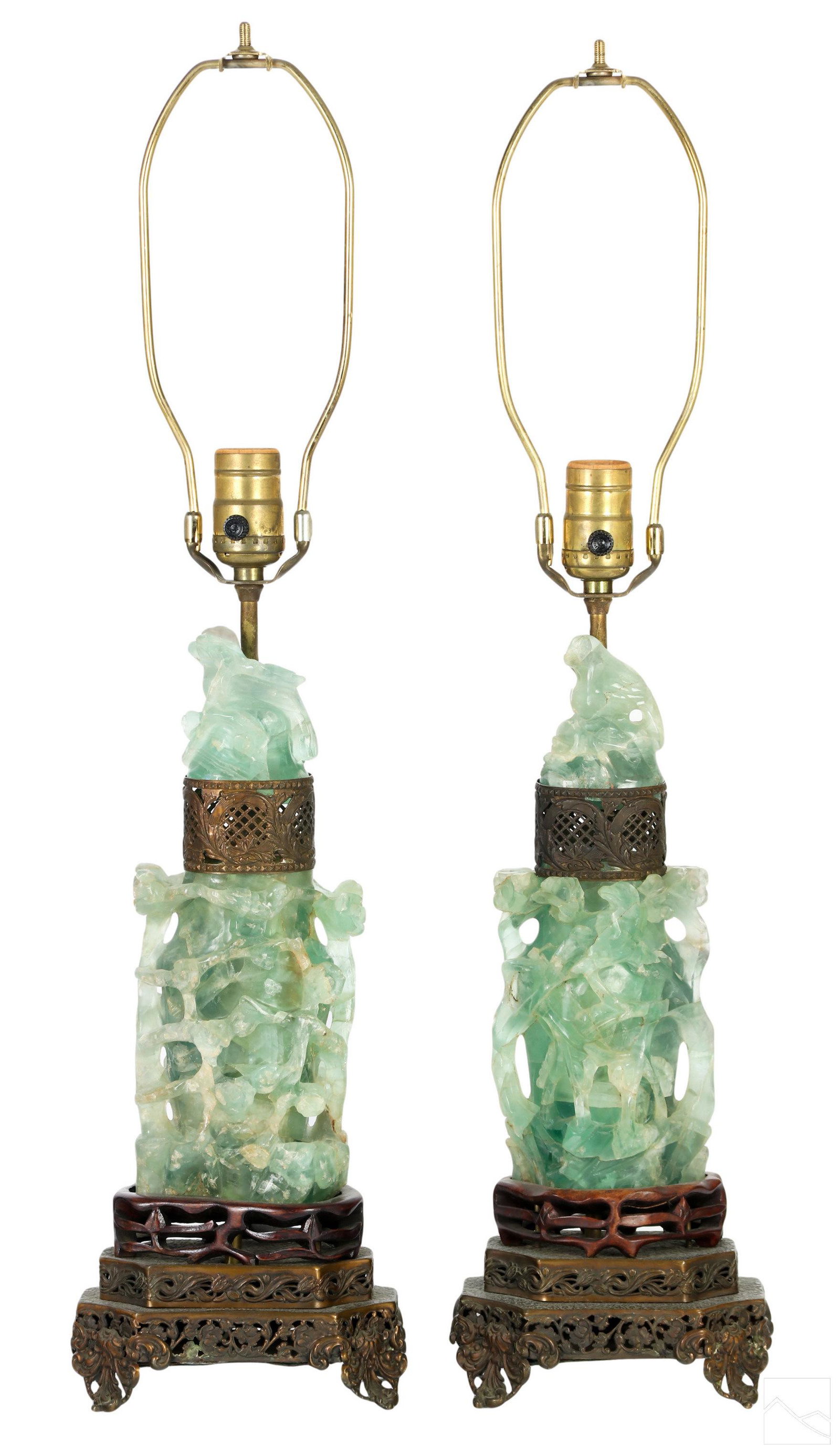 Chinese Green Fluorite Jade Style Hardstone Lamps (1 of 9)