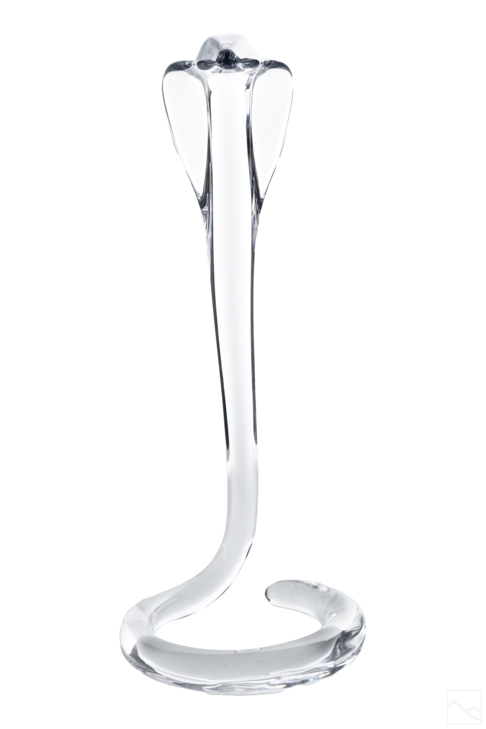 Daum French Crystal Modern King Cobra Snake Statue: A Daum French crystal sculpture. A Modernist design depicting a coiled and upright King Cobra snake. Signed on base DAUM FRANCE.Dimensions: 17.5 X 7 X 7 in. Condition: Good overall condition havi