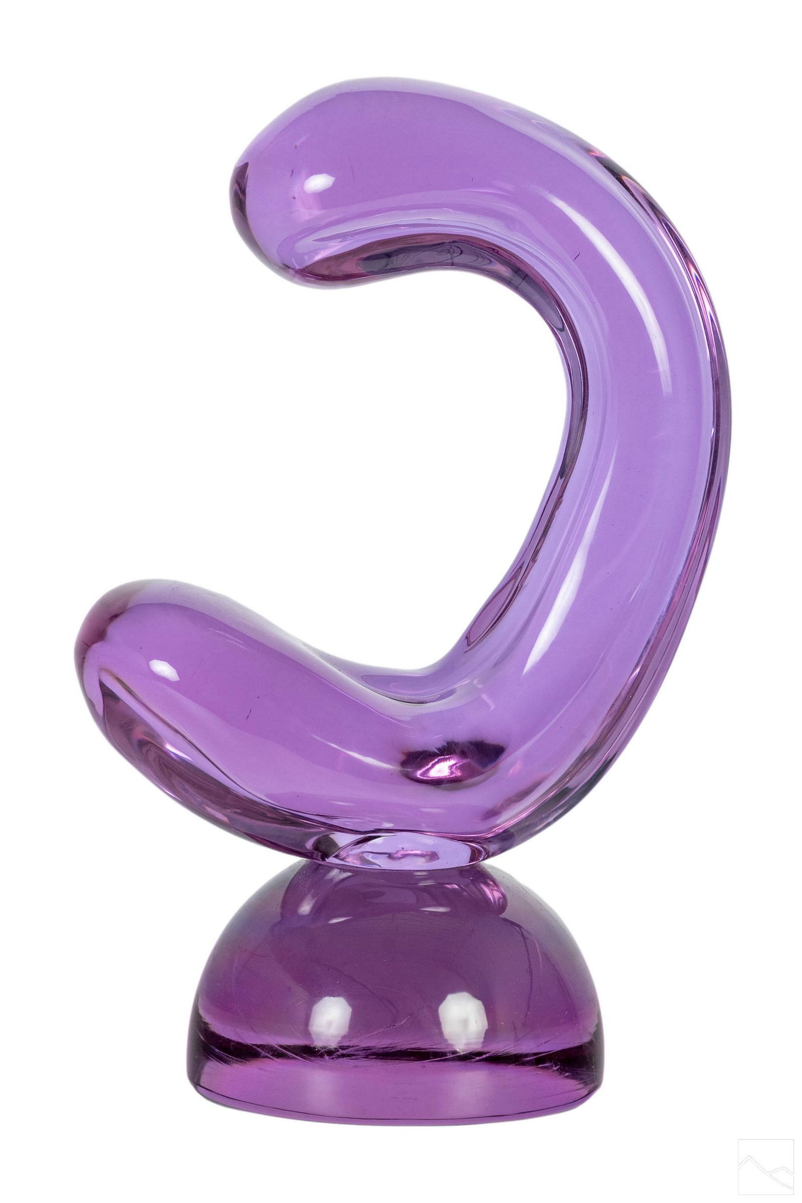 Murano Archimide Seguso Studio Art Glass Sculpture: Murano Italian alexandrite art glass statue by Archimide Seguso (1909-1999). Modernist design in striking lavender purple and blue Venetian studio art glass, surmounting a half orb base. Artist signat