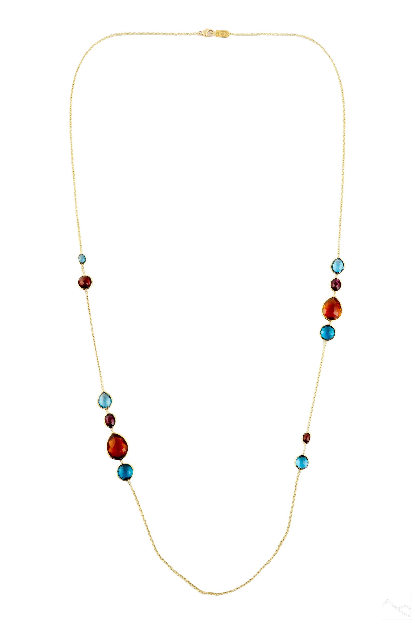 Ippolita 18K Gold Lollipop Confetti Necklace 22g.: An Italian designer ladies 18k gold necklace from the Lollipop collection designed by Ippolita Rostagno (born 1963). Confetti necklace with round, oval and pear shaped semiprecious gemstones in clean 