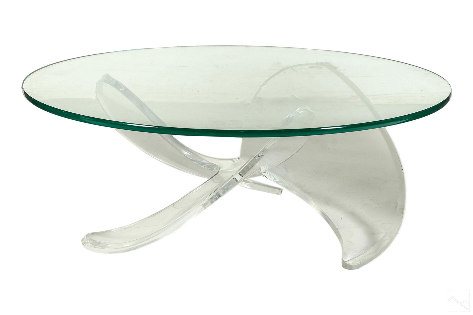 Modern 20C. Propeller Table after Knut Hesterberg: A Mid Century Modern mixed media propeller table. Glass and acrylic, after an original circa 1960s design for Ronald Schmitt (Baden, Germany), by German sculptor Knut Hesterberg (born 1941). Space Age