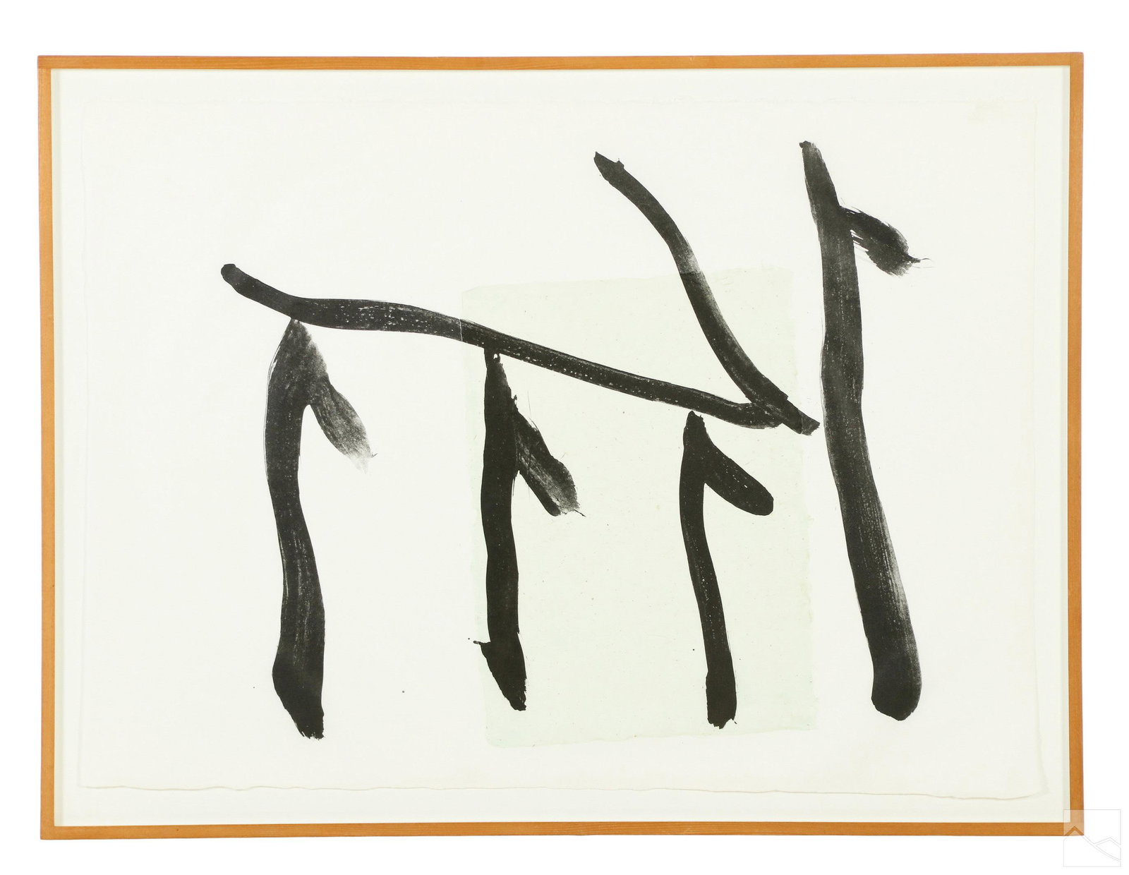 Robert Motherwell 1915-1991 Rite of Passage Litho: Robert Motherwell (American, 1915-1991). A signed limited edition lithograph with chine applique on Arches style paper. Titled, "Rite of Passage III," produced circa 1980. An Abstract Expressionist wo