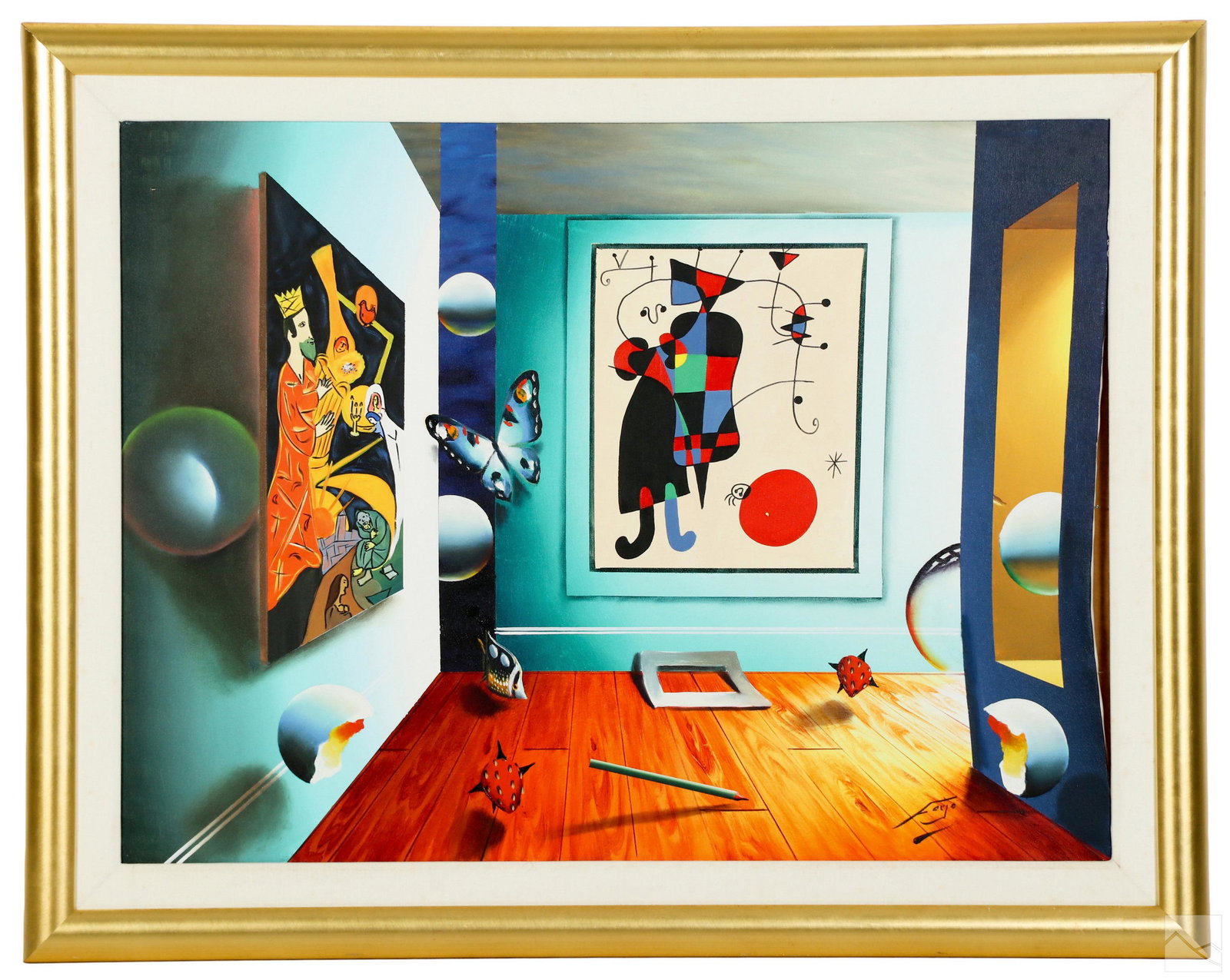 Ferjo b.1946 Modern Surreal Interior Oil Painting (1 of 5)