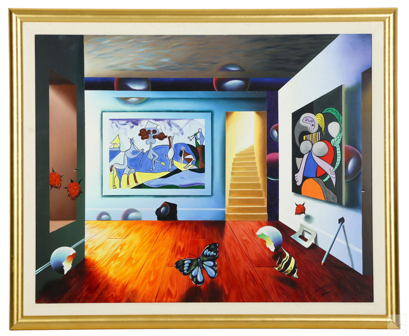 Ferjo b.1946 Surrealist Homage to Picasso Painting (1 of 5)