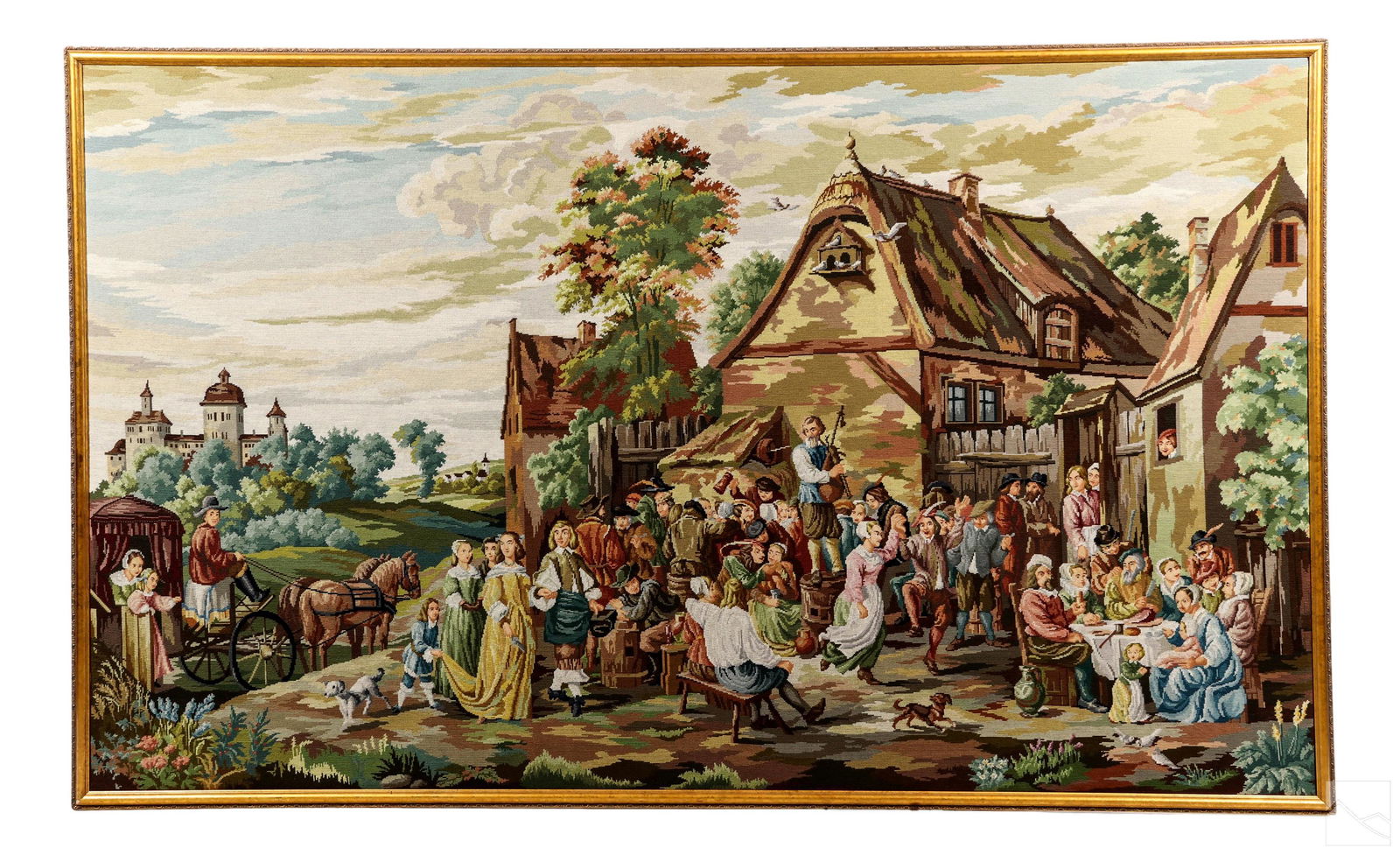 Antique Textile Village Landscape Wall Tapestry (1 of 6)