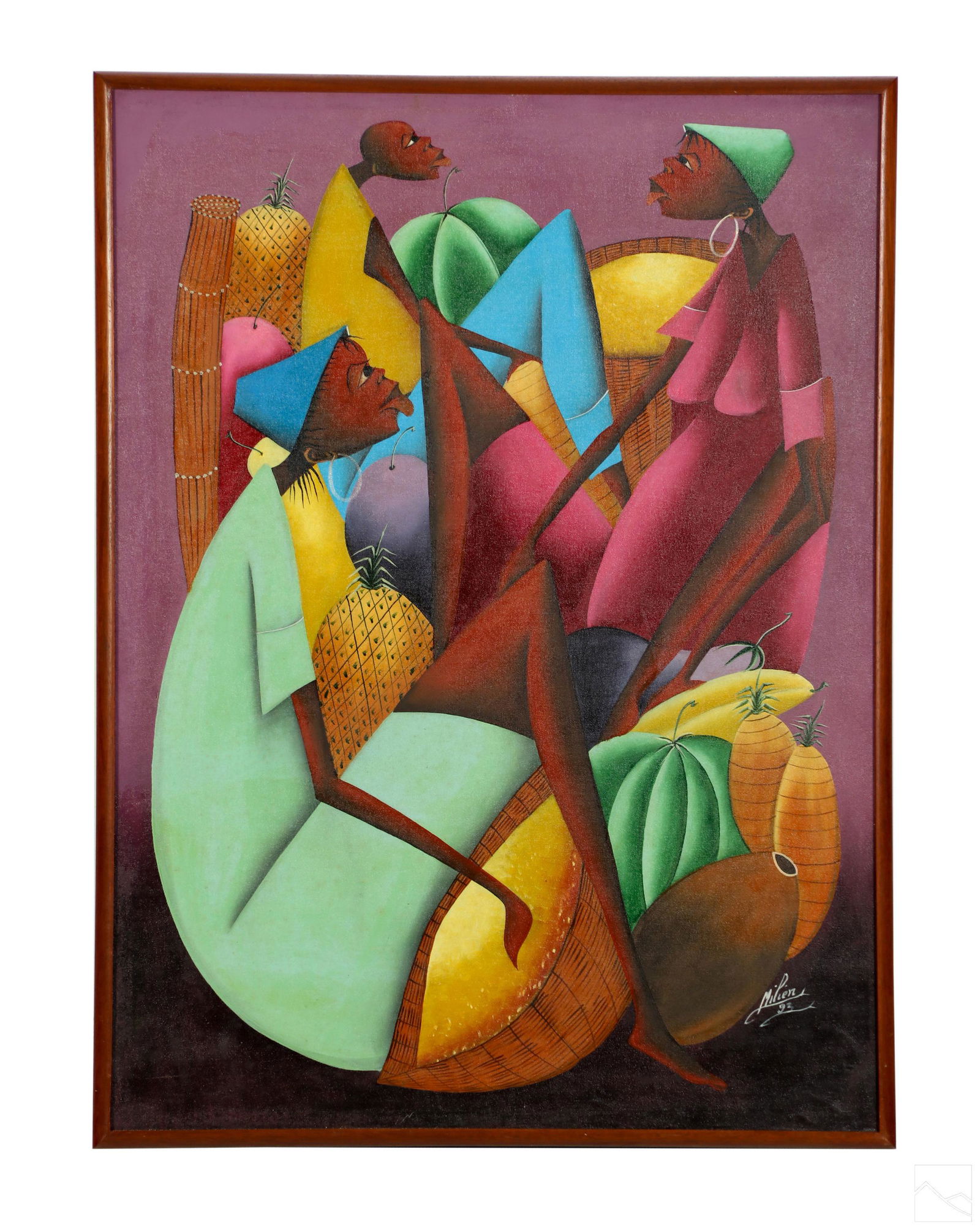 Milien 20C Modern Haitian Folk Art Figure Painting (1 of 5)