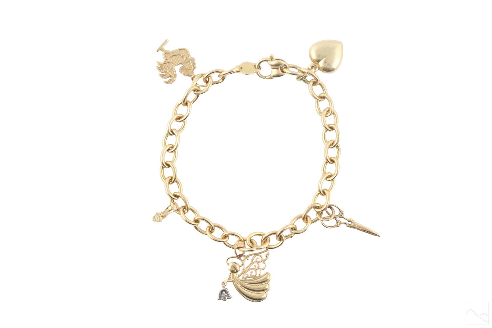 14K Gold Italian Vintage Five Charm Bracelet 9.5g (1 of 5)