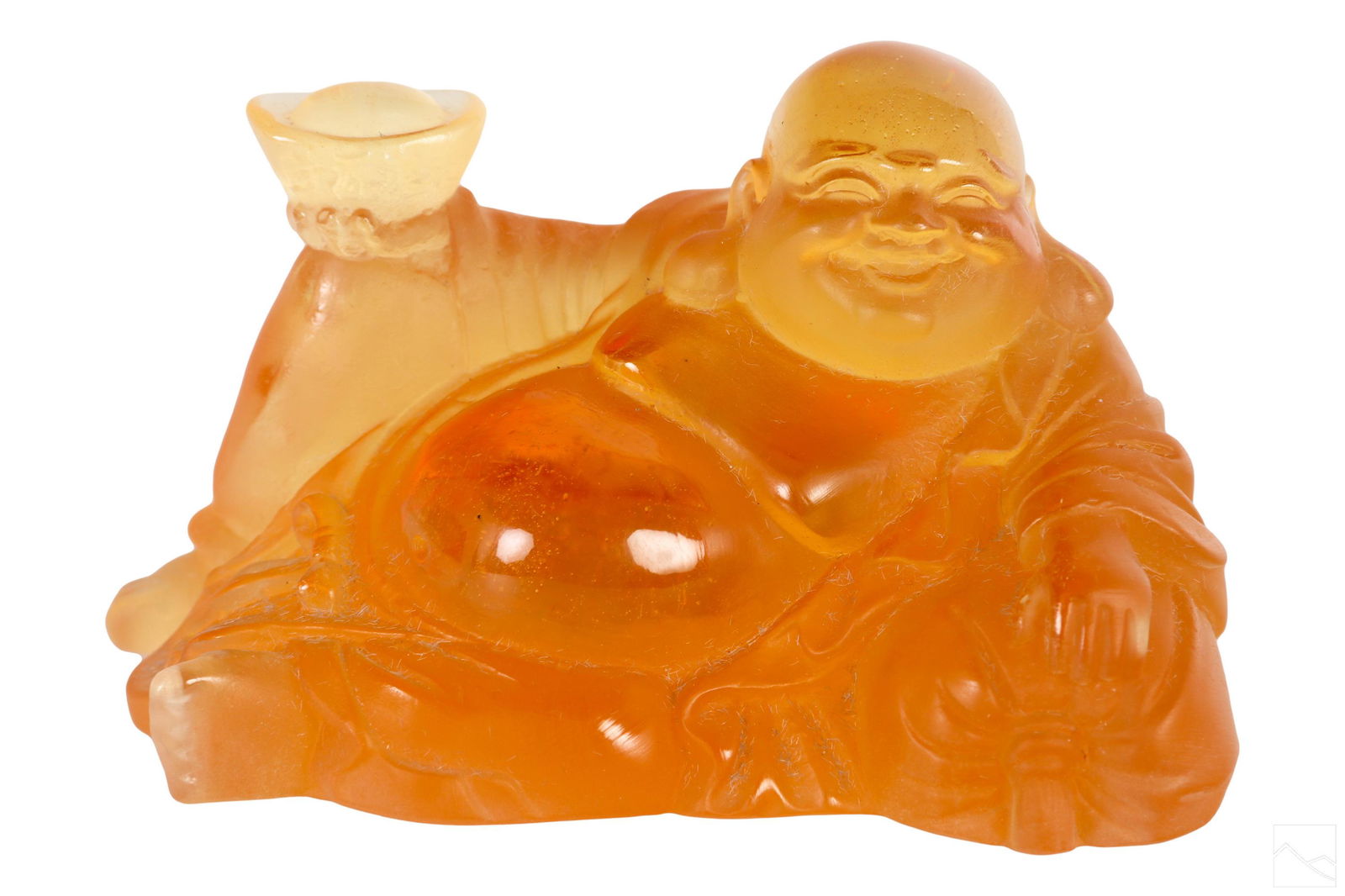 Daum French Pate de Verre Amber Buddha Statue MIB (1 of 6)