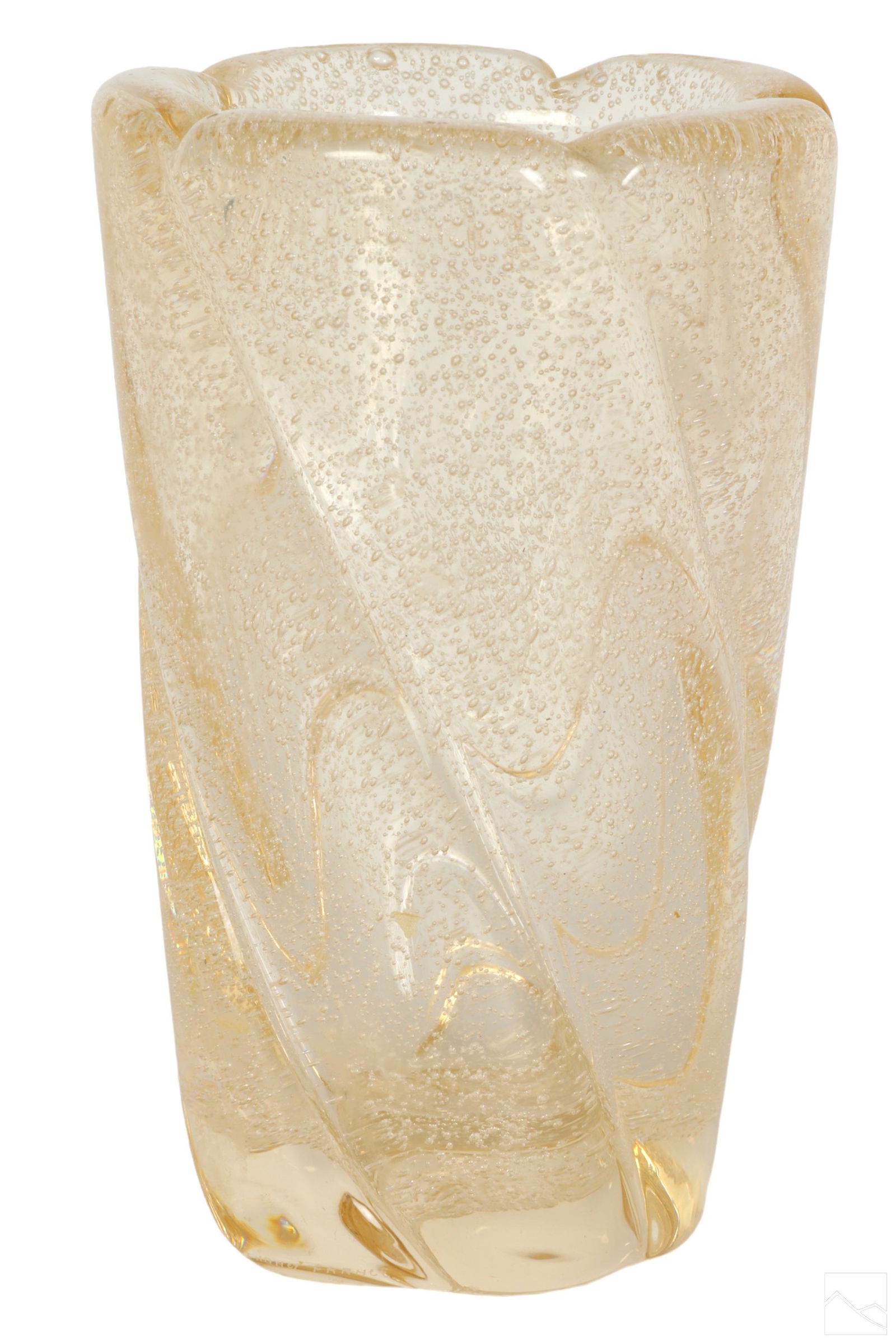 Daum French Crystal Modern Gold Ribbed Bubble Vase (1 of 6)