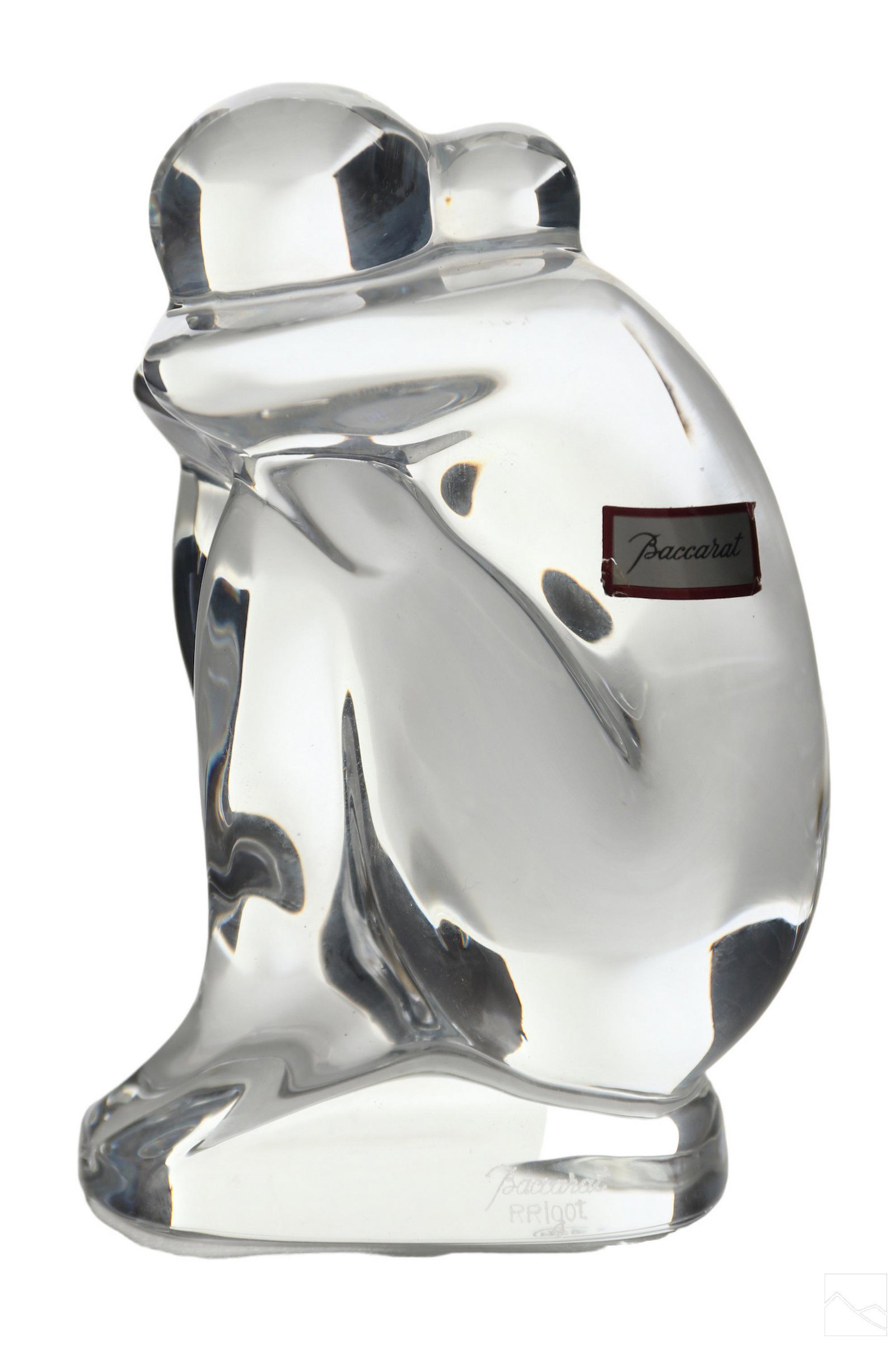 Baccarat French Crystal Nude The Dreamer Sculpture: A Baccarat French crystal figurine. Titled, "The Dreamer." A Modernist work designed by Robert Rigot (born 1929). Modeled as an abstract seated nude female figure. Etched BACCARAT and R RIGOT to botto